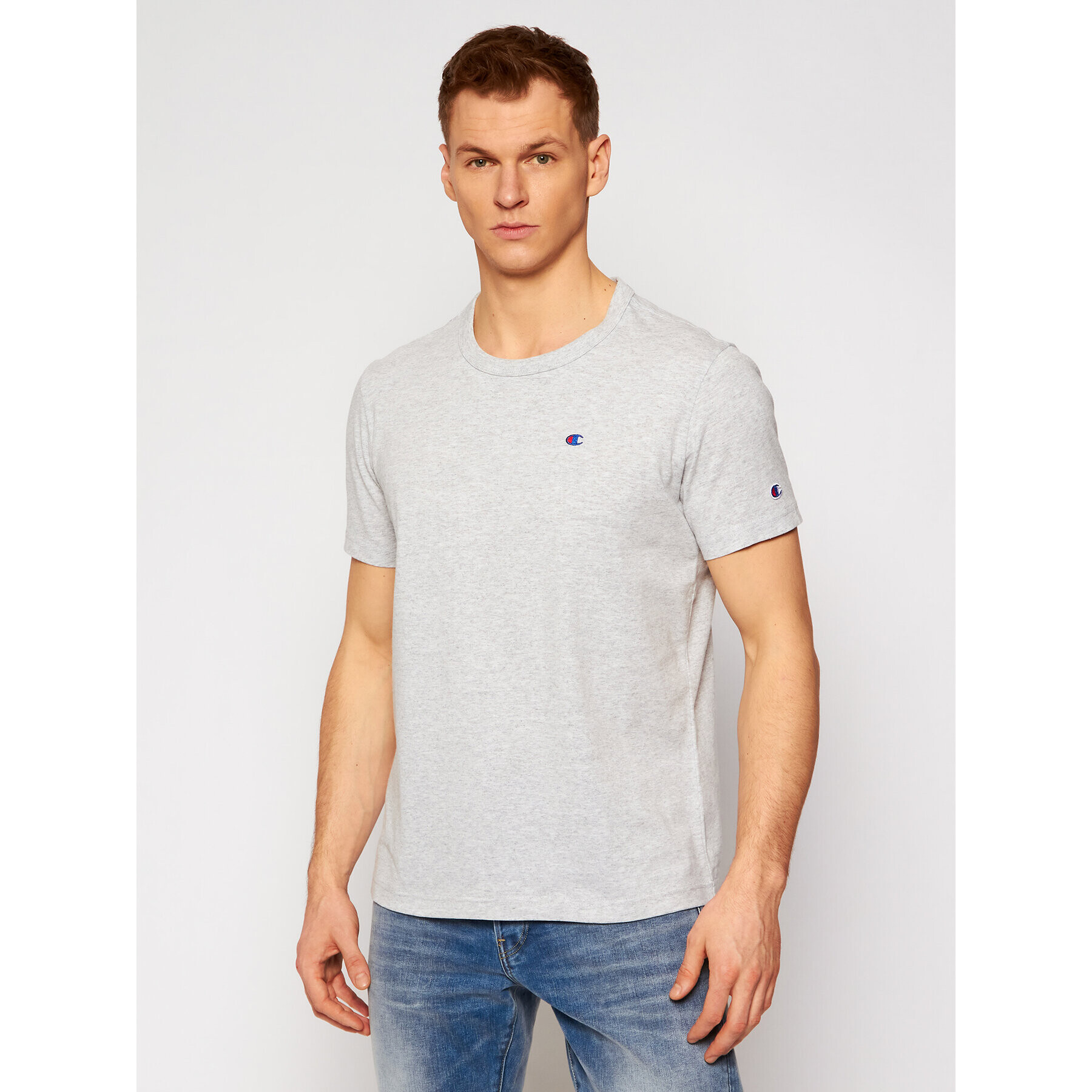 Champion Тишърт Small C Logo 214674 Сив Custom Fit - Pepit.bg