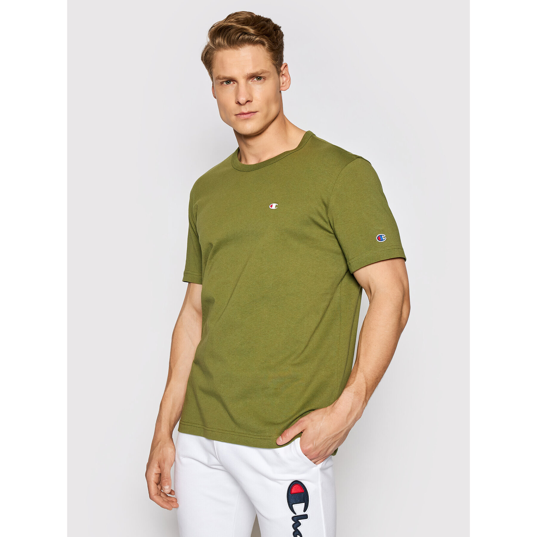 Champion Тишърт Small C Logo 214674 Зелен Regular Fit - Pepit.bg