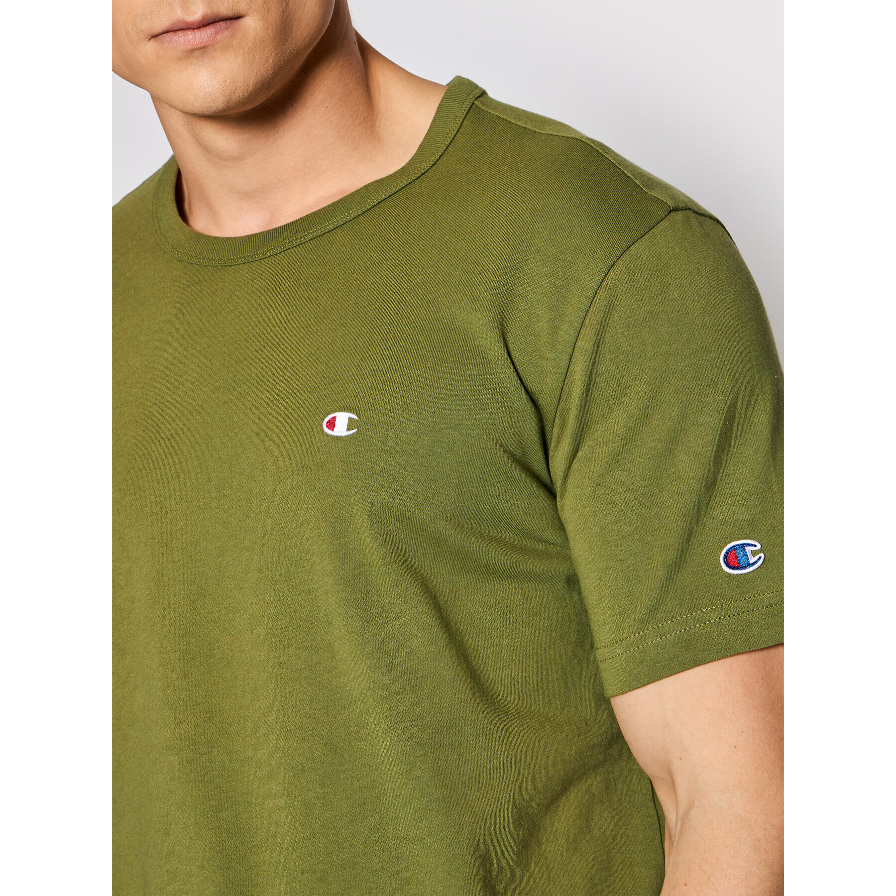 Champion Тишърт Small C Logo 214674 Зелен Regular Fit - Pepit.bg