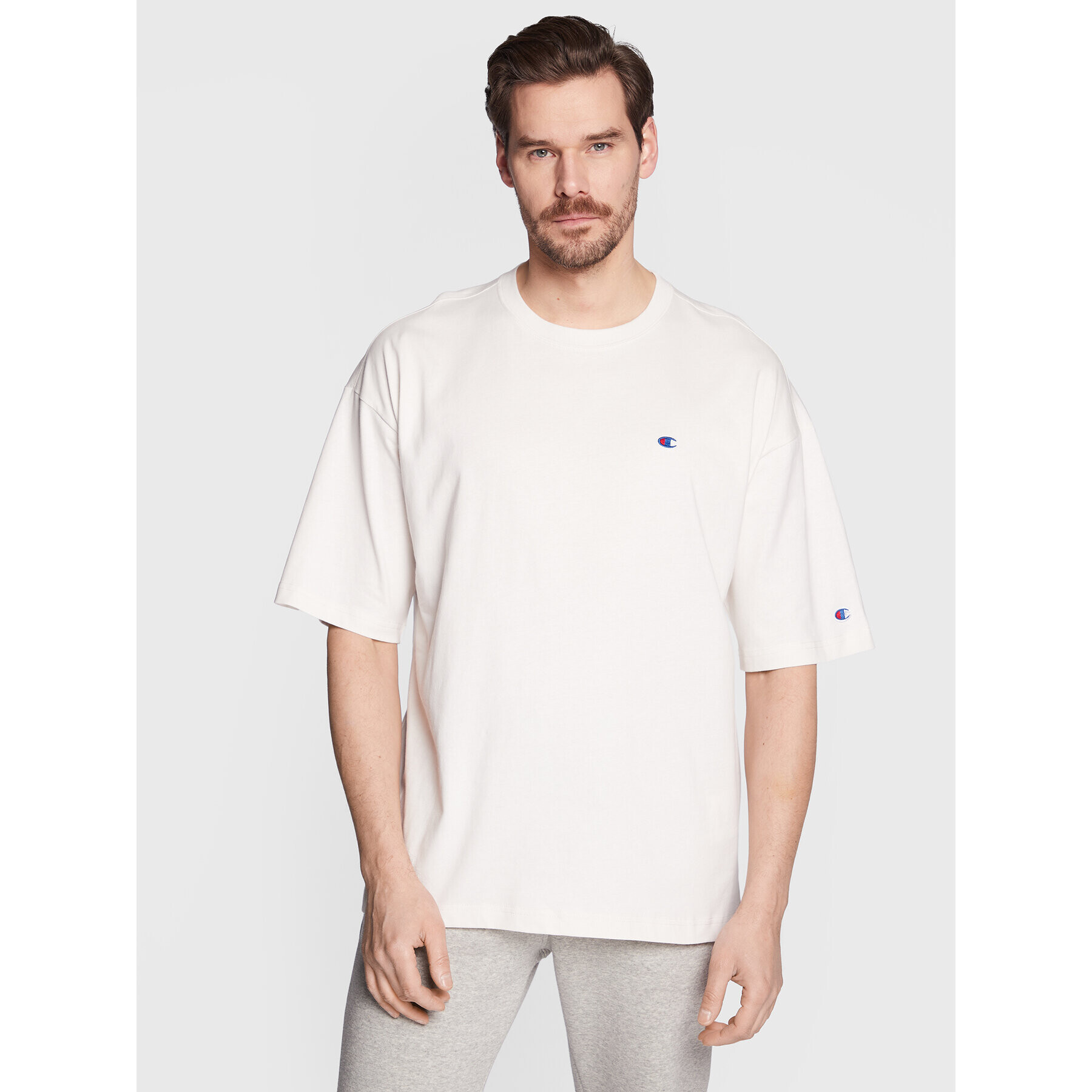 Champion Тишърт Small C Logo 216548 Бял Custom Fit - Pepit.bg