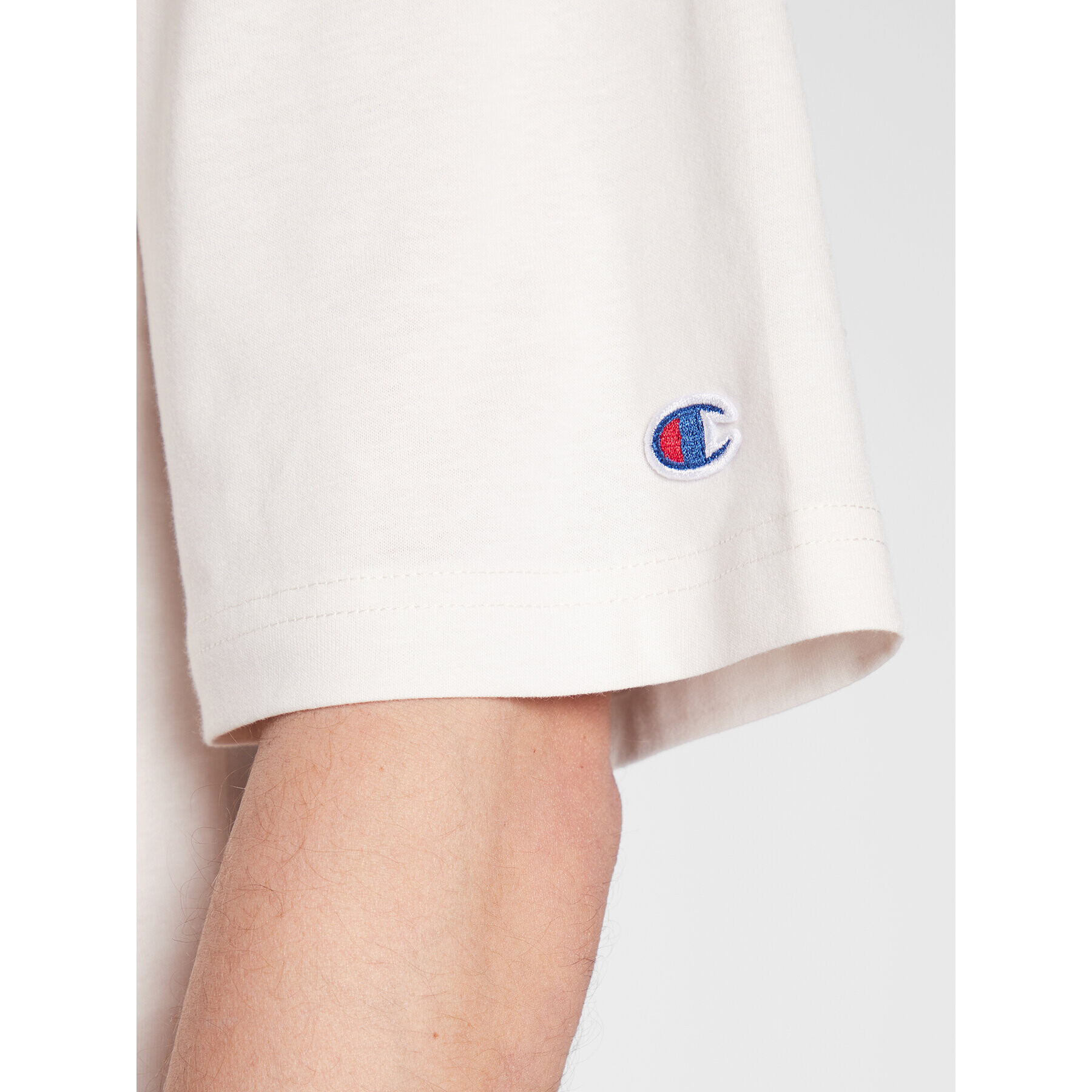 Champion Тишърт Small C Logo 216548 Бял Custom Fit - Pepit.bg