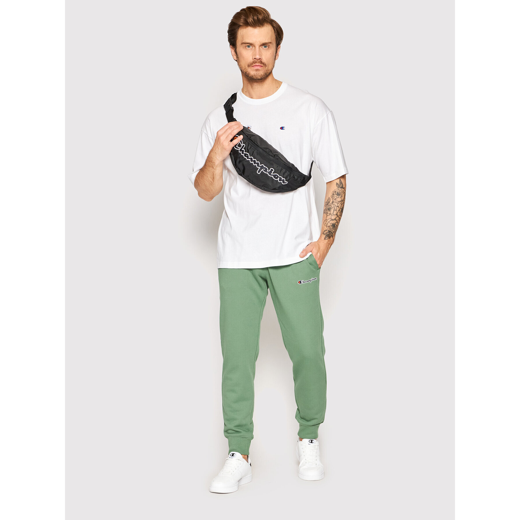 Champion Тишърт Small C Logo 216548 Бял Muscle Fit - Pepit.bg