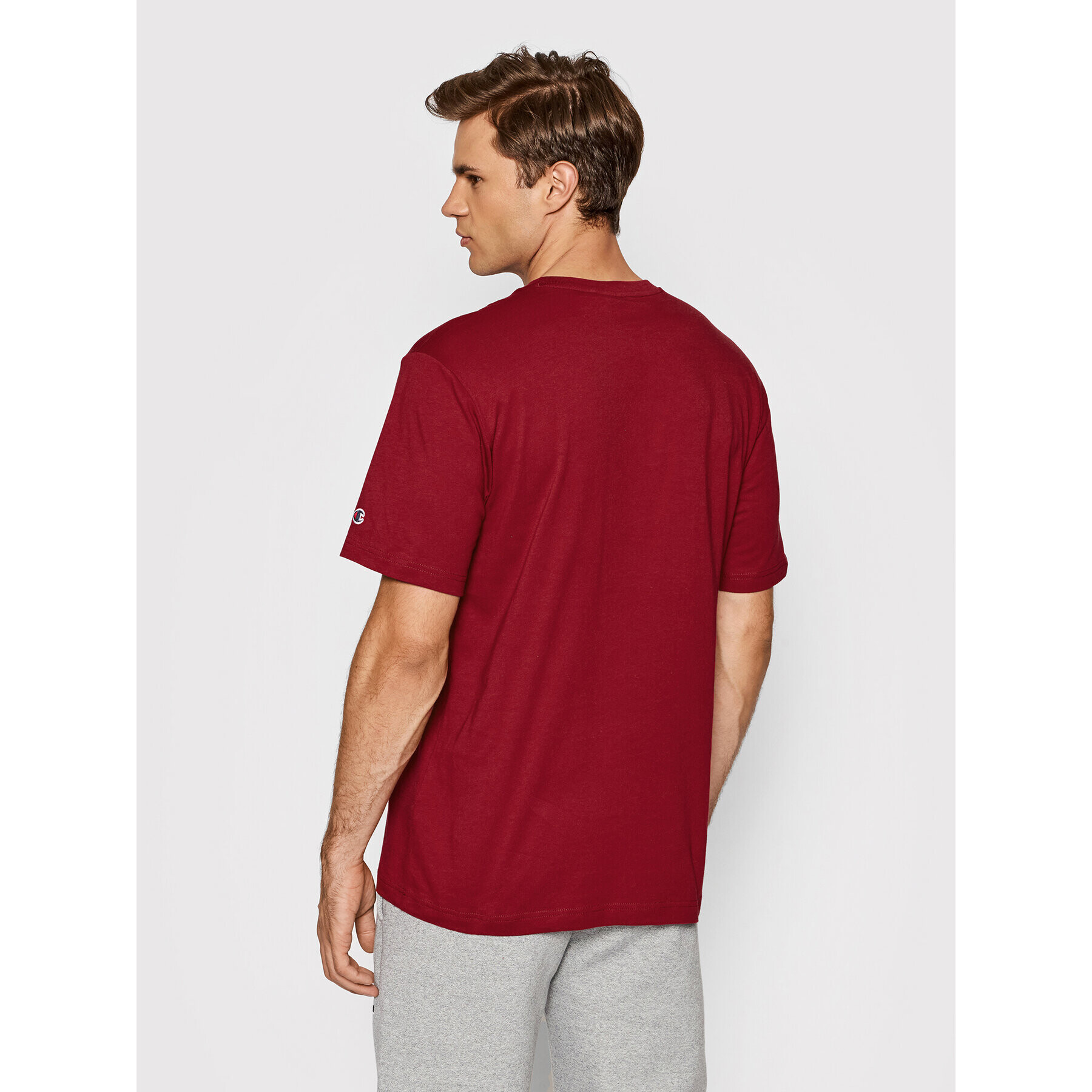 Champion Тишърт Small Script Logo 216480 Бордо Regular Fit - Pepit.bg