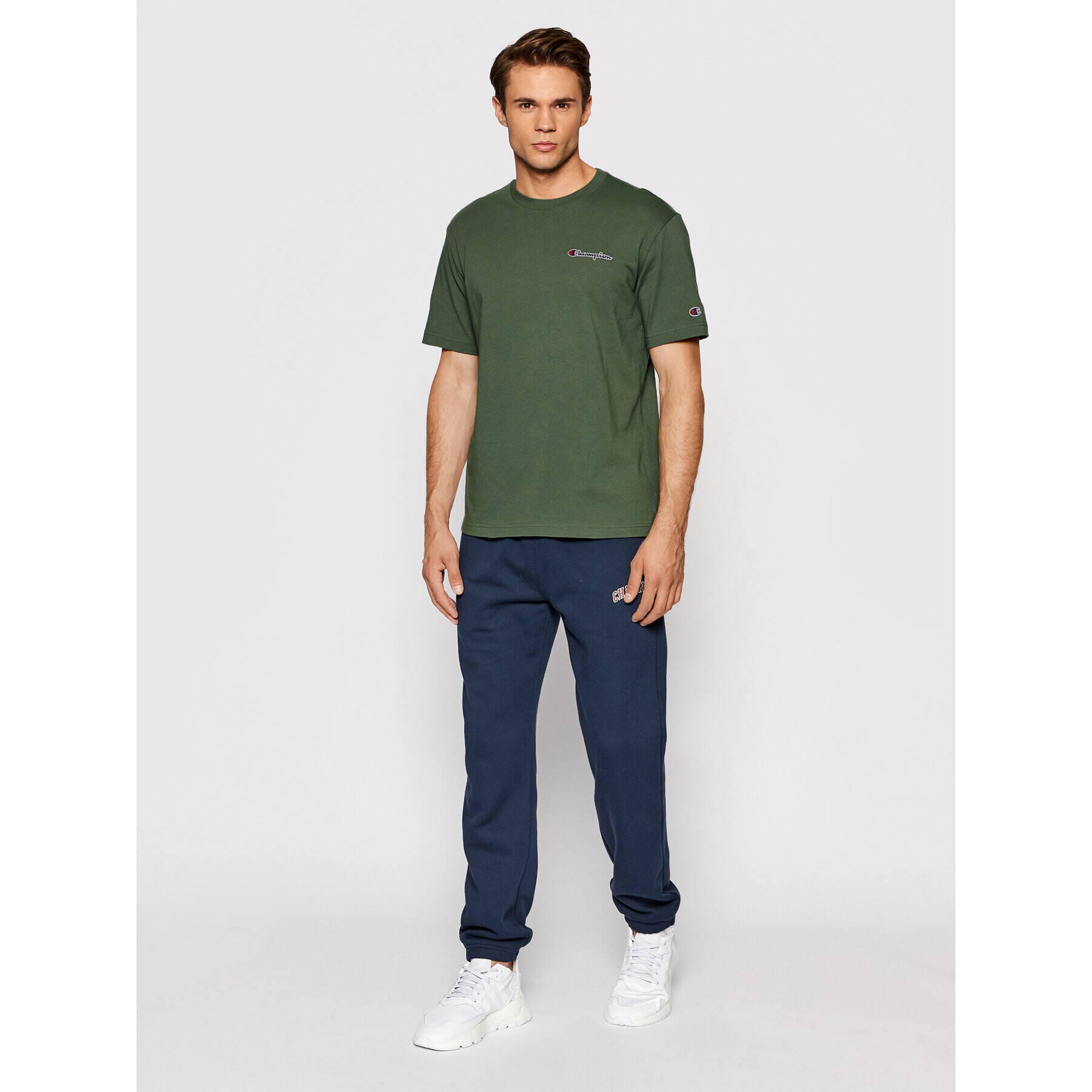 Champion Тишърт Small Script Logo 216480 Зелен Regular Fit - Pepit.bg
