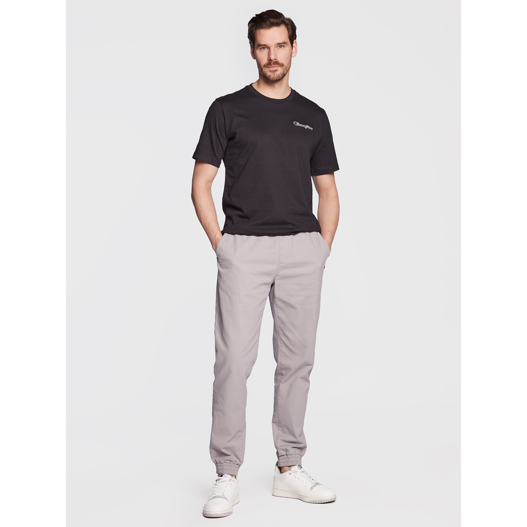 Champion Тишърт Small Script Logo Embroidery 218006 Черен Regular Fit - Pepit.bg