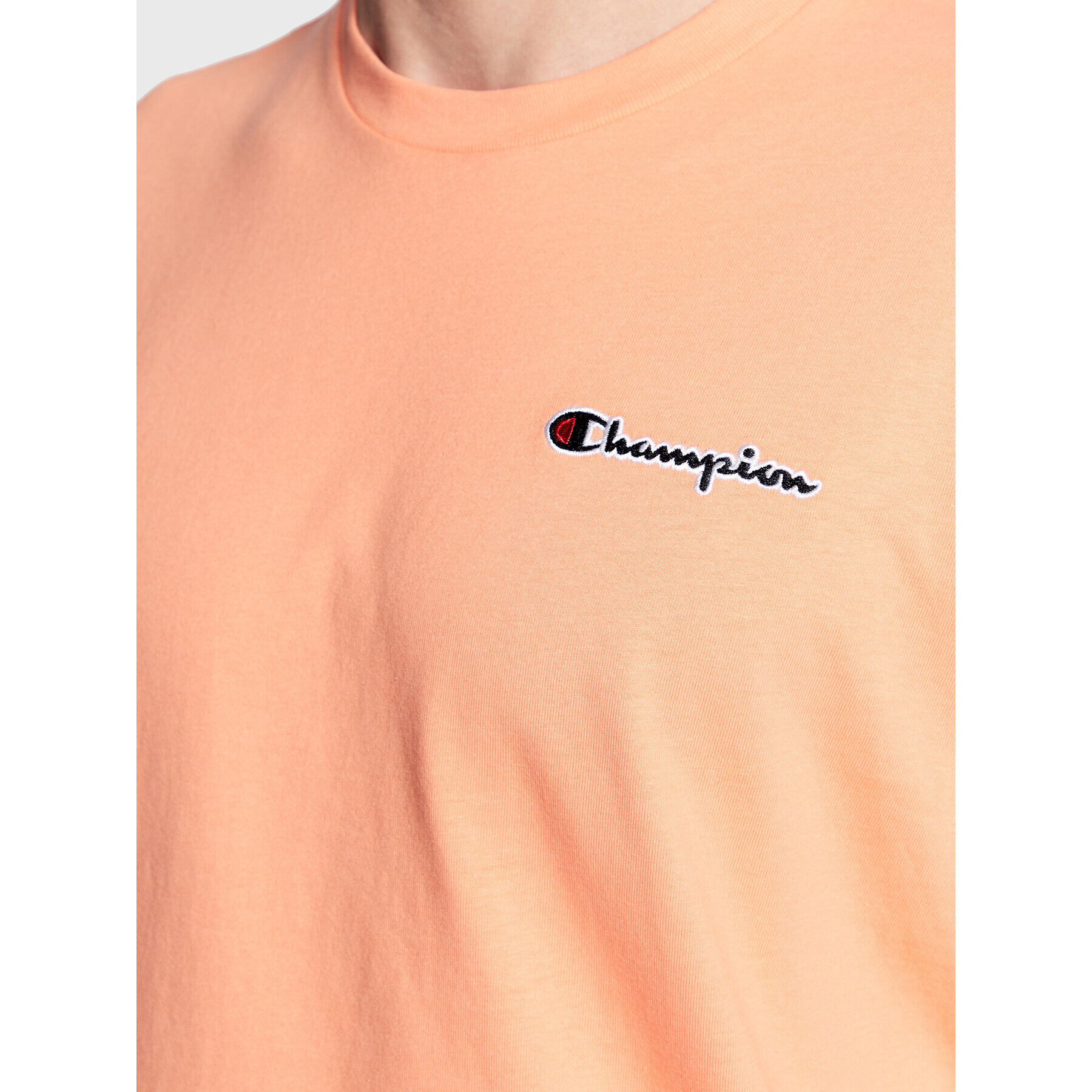 Champion Тишърт Small Script Logo Embroidery 218006 Оранжев Regular Fit - Pepit.bg
