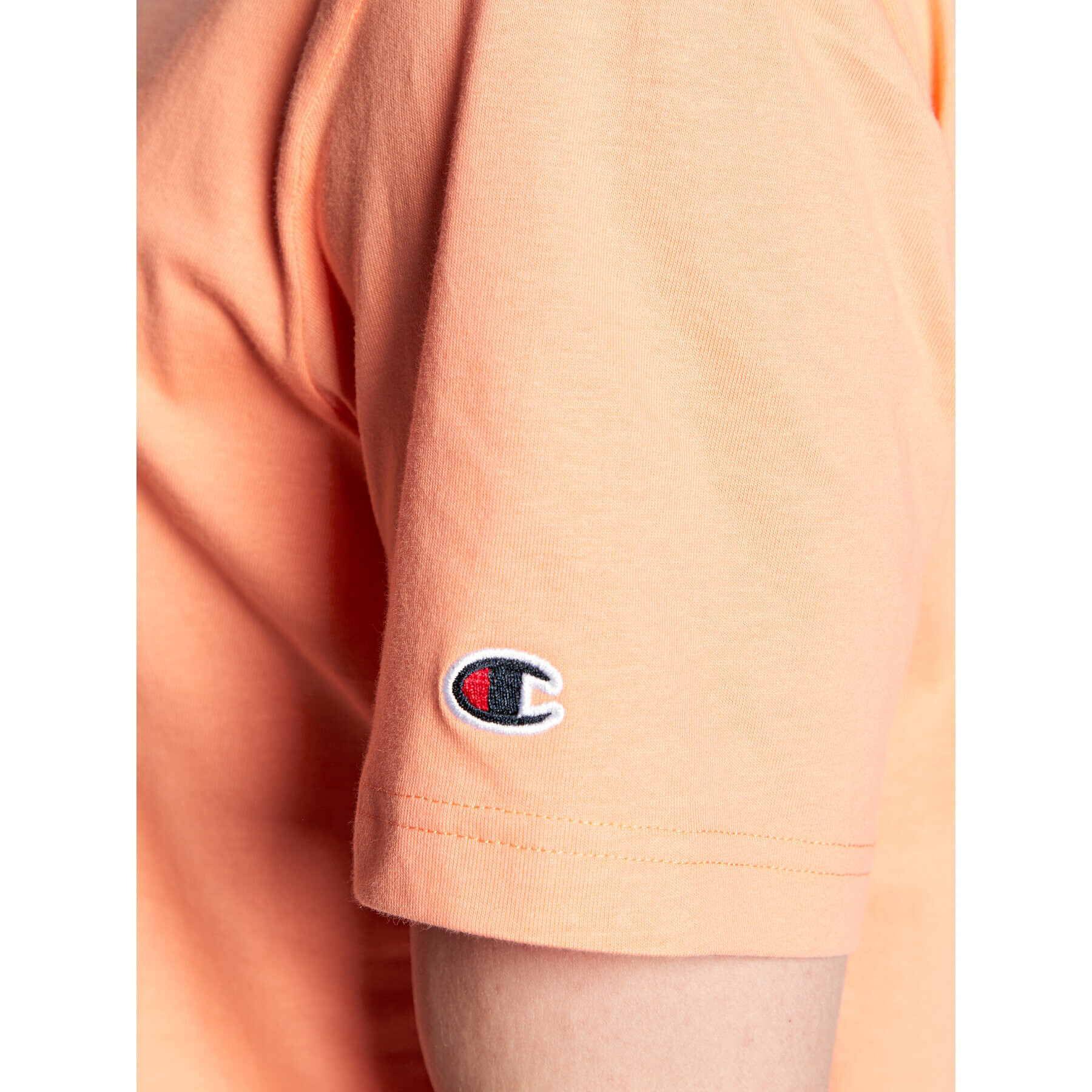 Champion Тишърт Small Script Logo Embroidery 218006 Оранжев Regular Fit - Pepit.bg