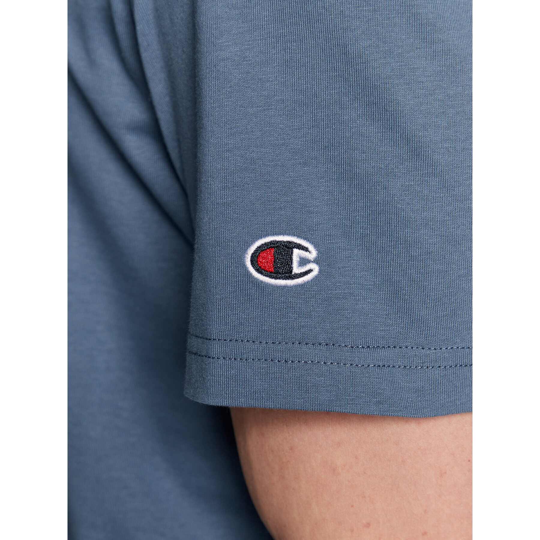 Champion Тишърт Small Script Logo Embroidery 218006 Син Regular Fit - Pepit.bg