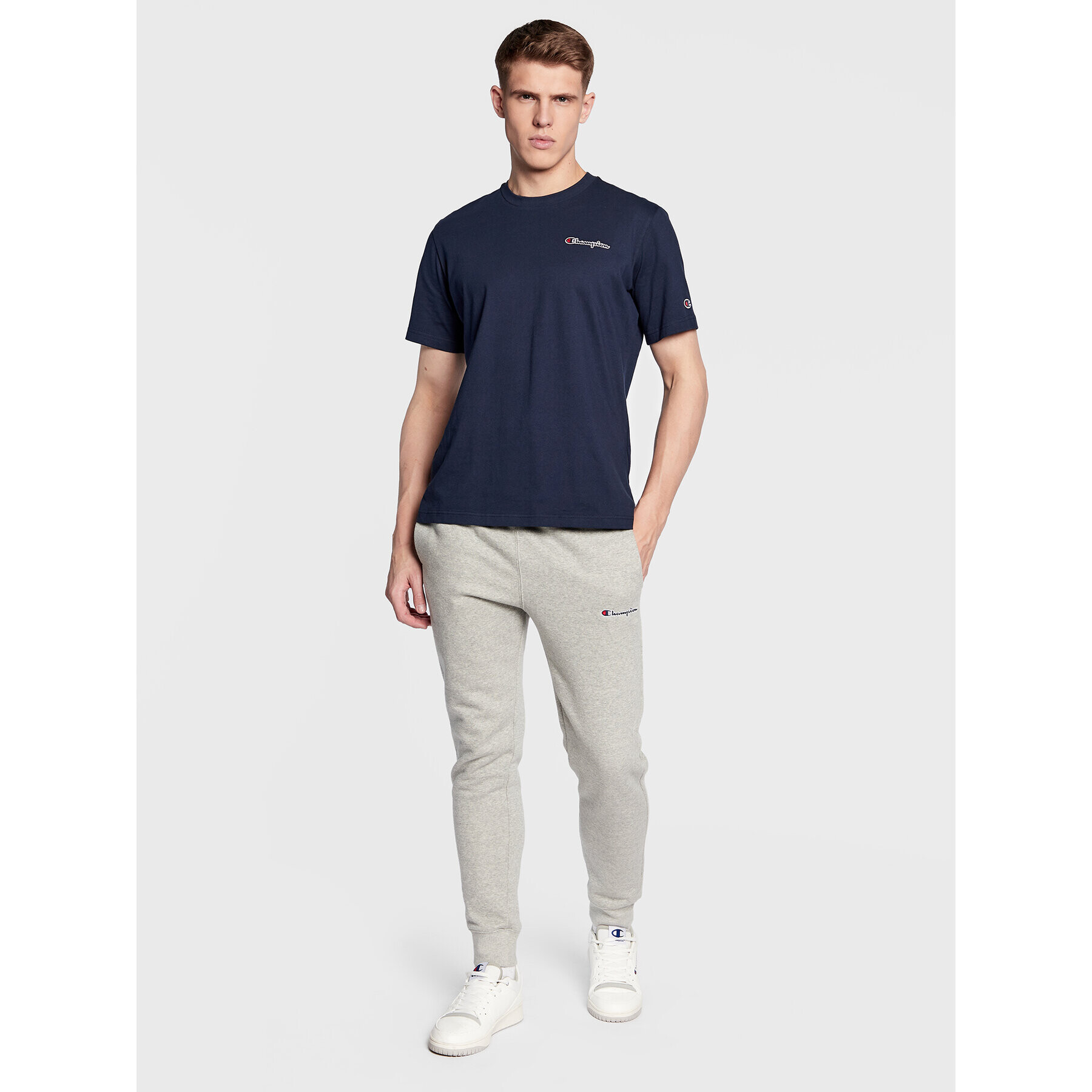 Champion Тишърт Small Script Logo Embroidery 218006 Тъмносин Regular Fit - Pepit.bg
