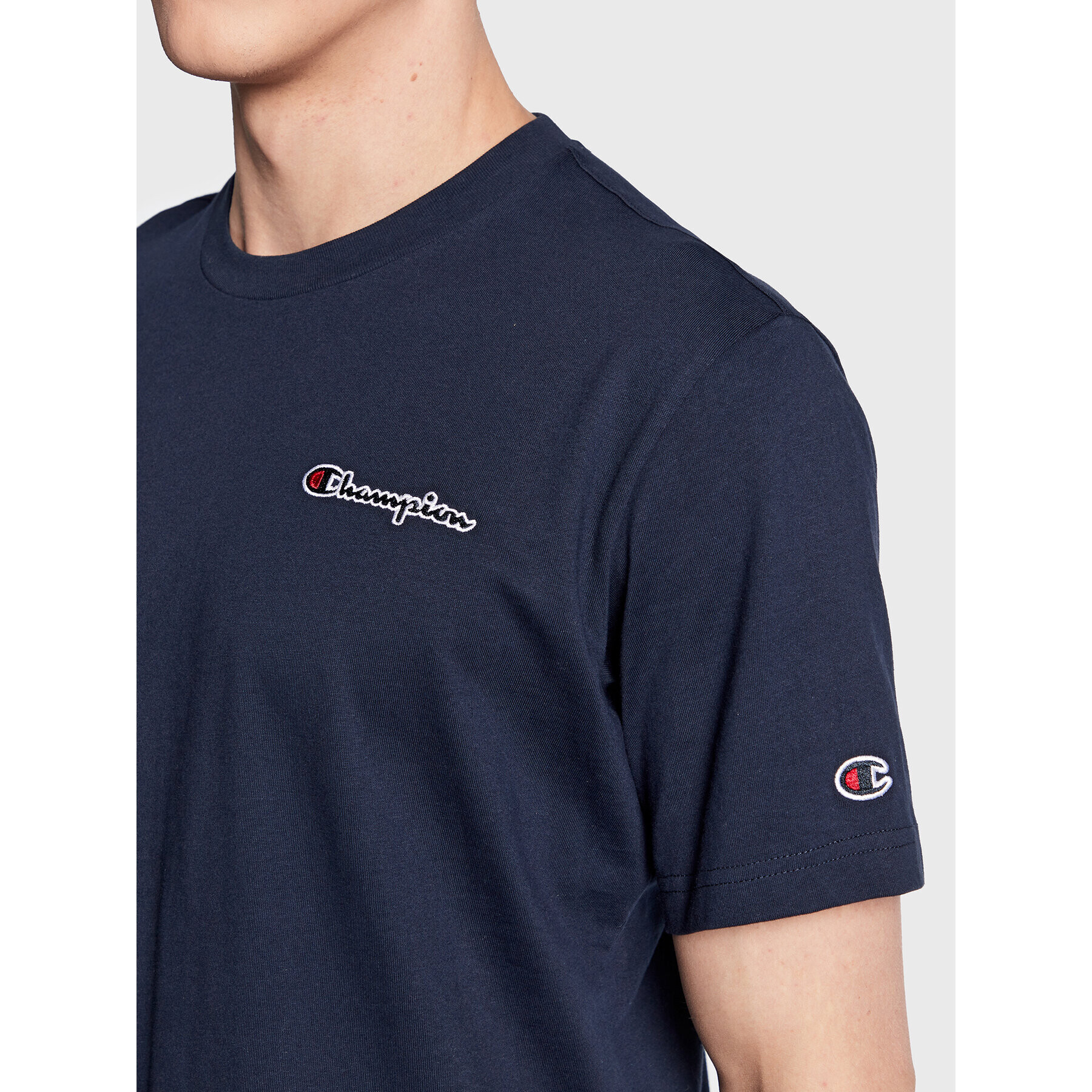Champion Тишърт Small Script Logo Embroidery 218006 Тъмносин Regular Fit - Pepit.bg