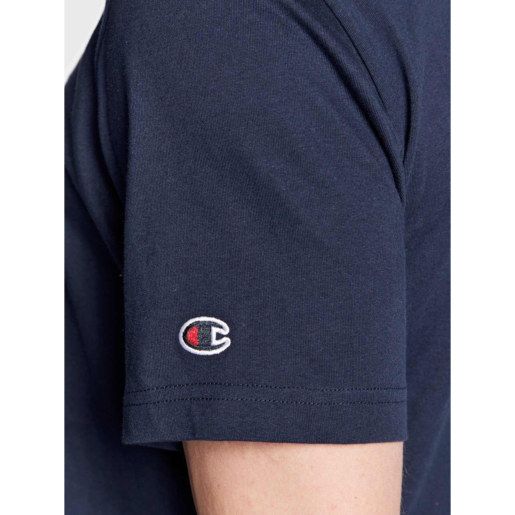 Champion Тишърт Small Script Logo Embroidery 218006 Тъмносин Regular Fit - Pepit.bg