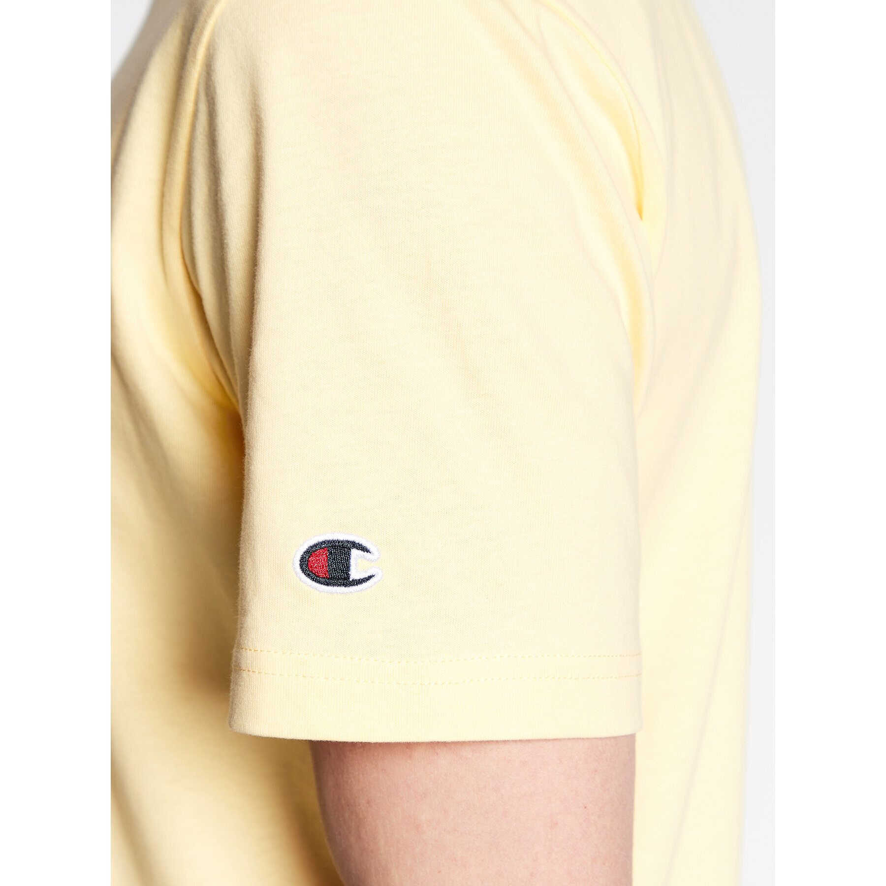 Champion Тишърт Small Script Logo Embroidery 218006 Жълт Regular Fit - Pepit.bg