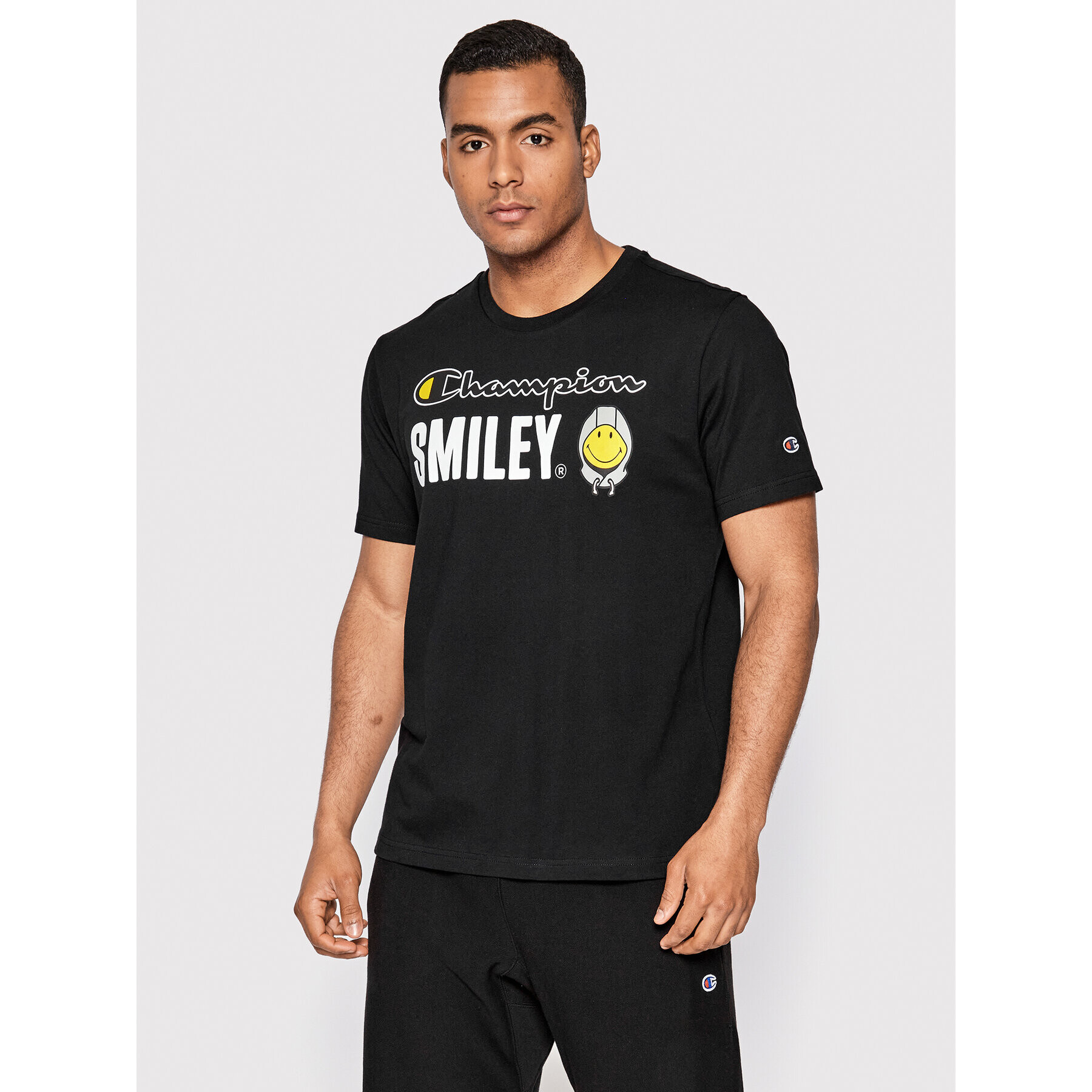 Champion Тишърт SMILEY 218221 Черен Regular Fit - Pepit.bg