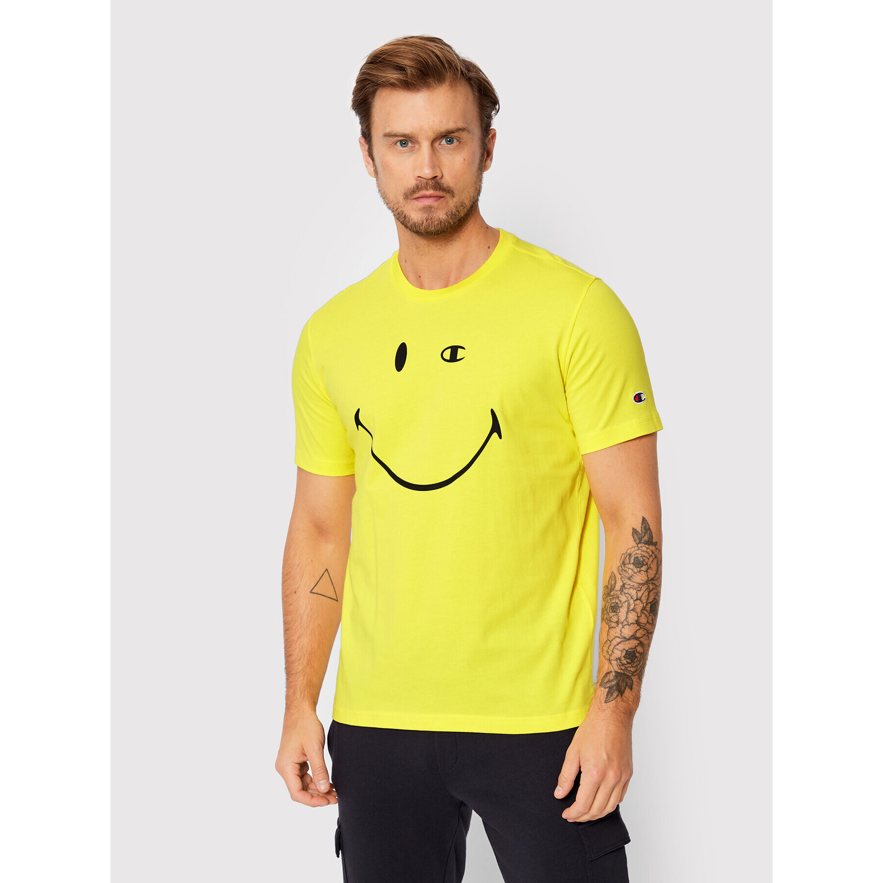 Champion Тишърт SMILEY 218226 Жълт Regular Fit - Pepit.bg