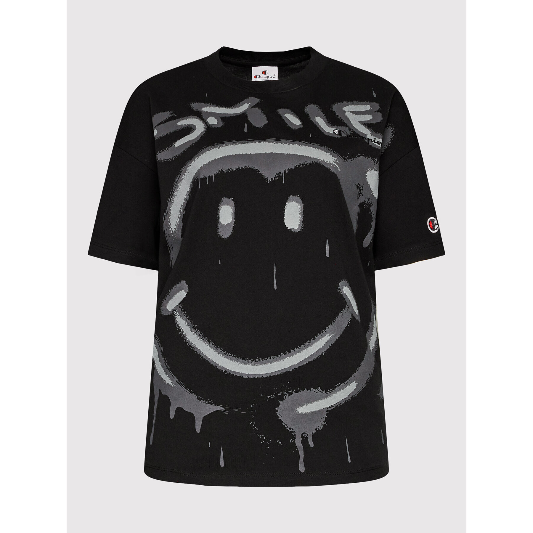 Champion Тишърт SMILEY 50th Anniversary Edition Graffiti Print 115937 Черен Custom Fit - Pepit.bg