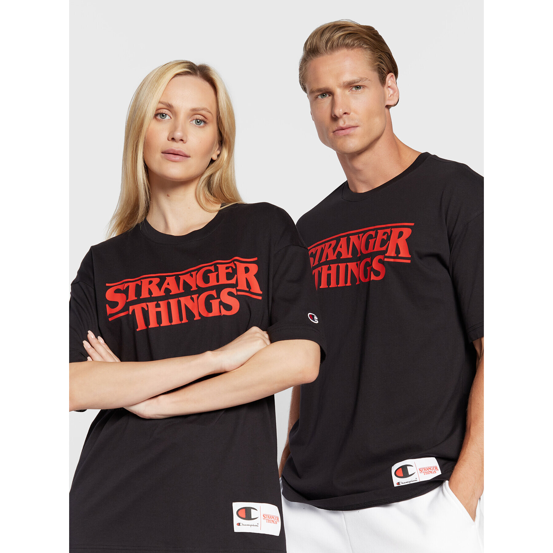 Champion Тишърт STRANGER THINGS Unisex 217791 Черен Custom Fit - Pepit.bg