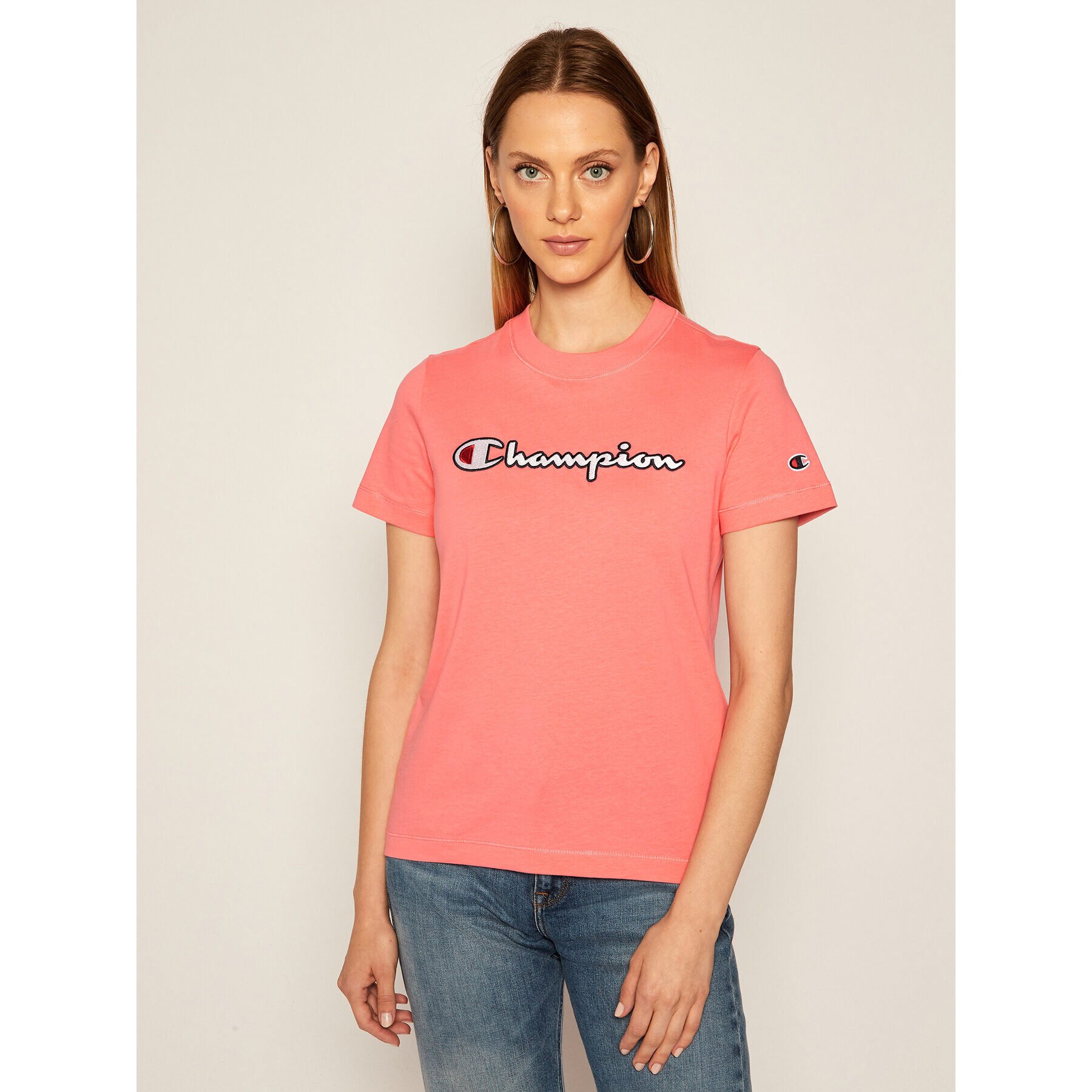 Champion Тишърт Tee 113194 Розов Regular Fit - Pepit.bg
