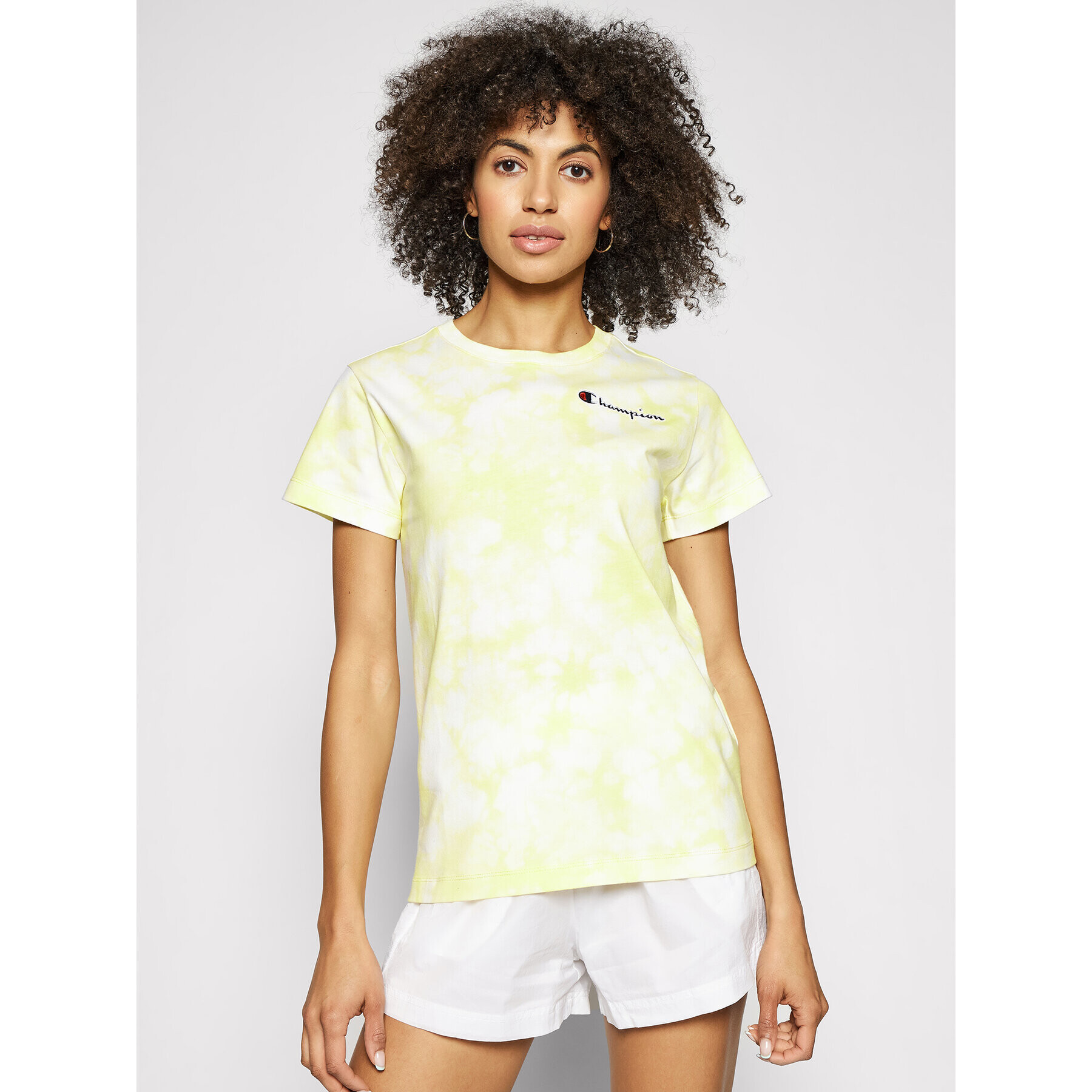 Champion Тишърт Tie Dye Digital Print 113939 Жълт Custom Fit - Pepit.bg