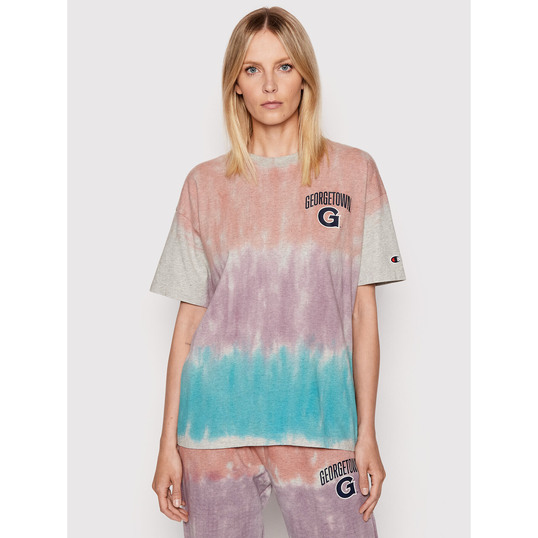 Champion Тишърт Tie-Dye University Logo 115226 Цветен Boxy Fit - Pepit.bg