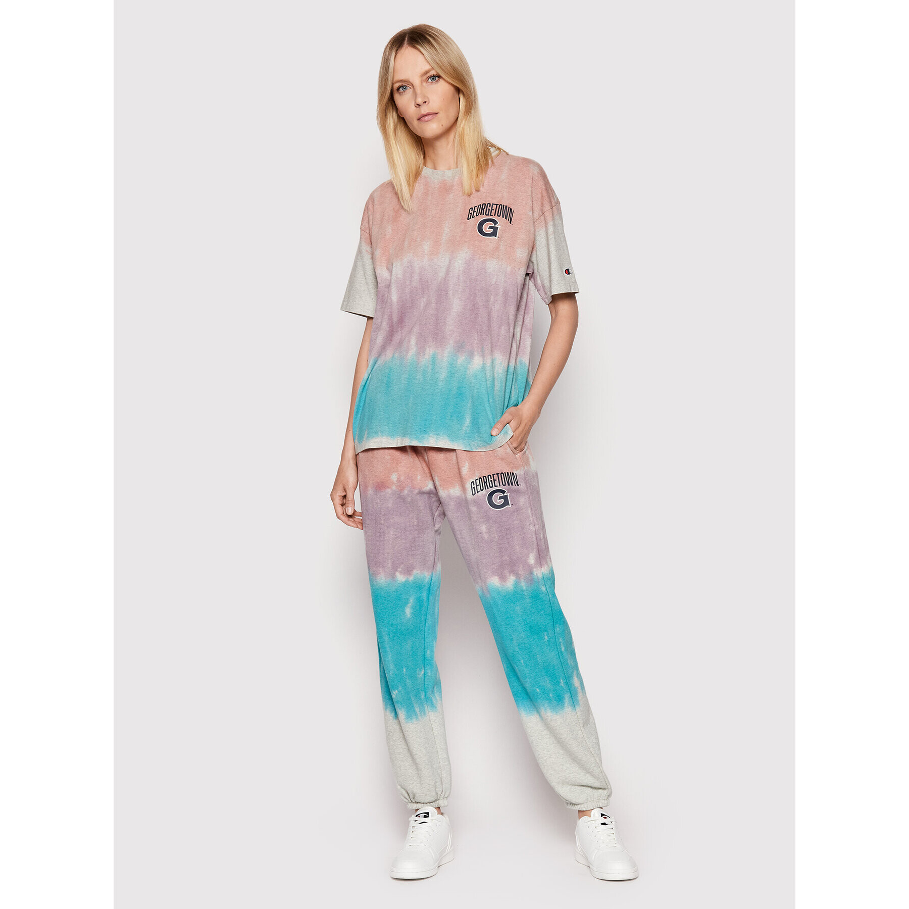 Champion Тишърт Tie-Dye University Logo 115226 Цветен Boxy Fit - Pepit.bg