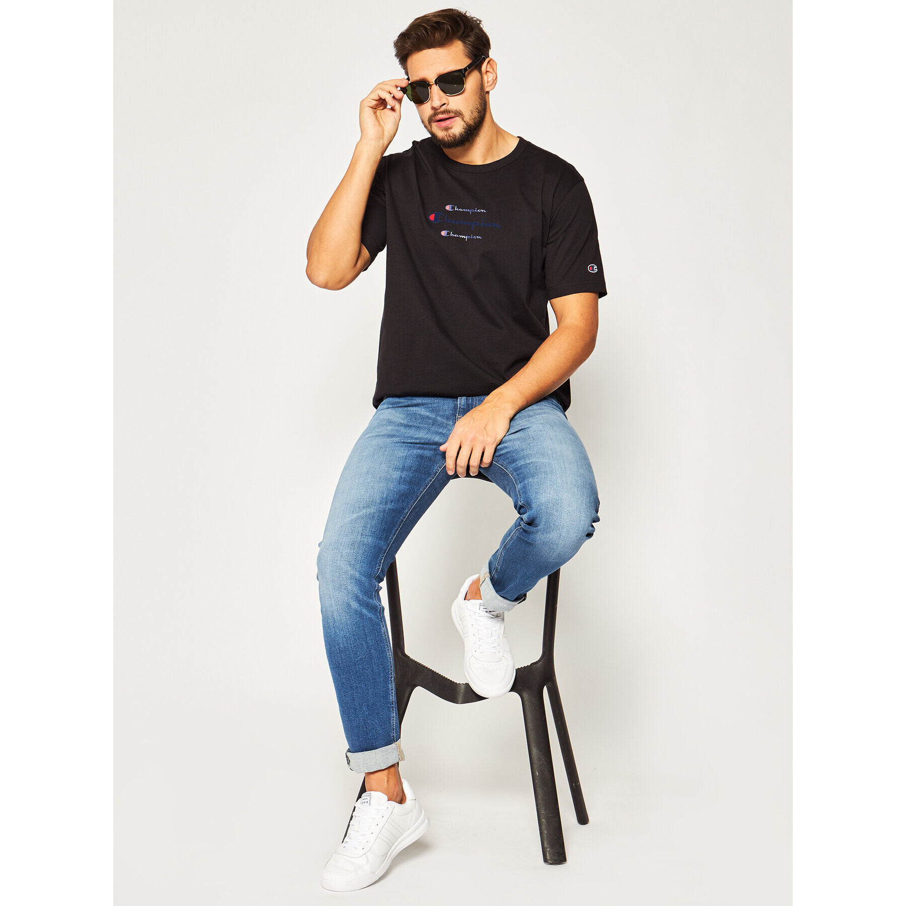Champion Тишърт Triple Script 214330 Черен Regular Fit - Pepit.bg