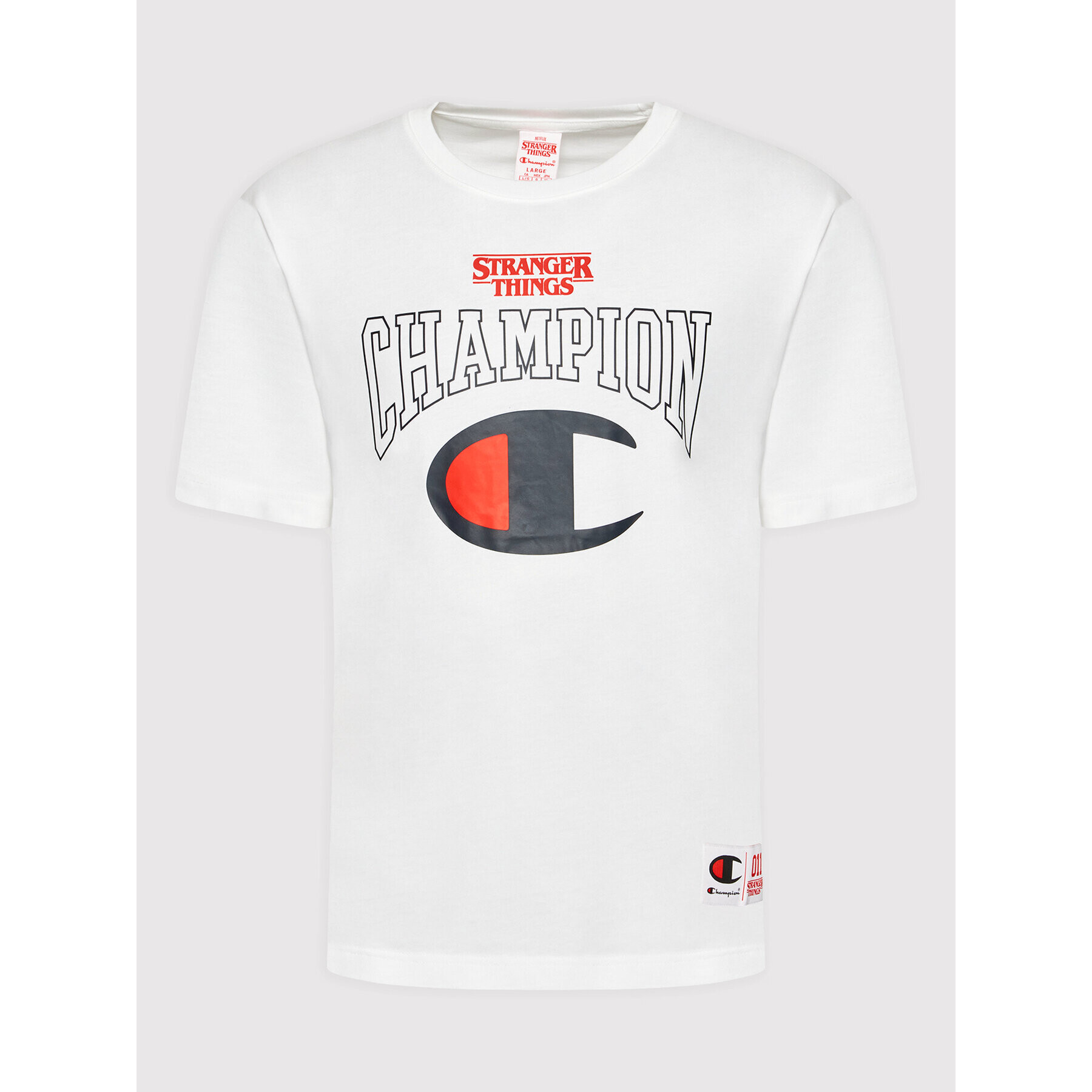 Champion Тишърт Unisex STRANGER THINGS Logo 217757 Бял Custom Fit - Pepit.bg