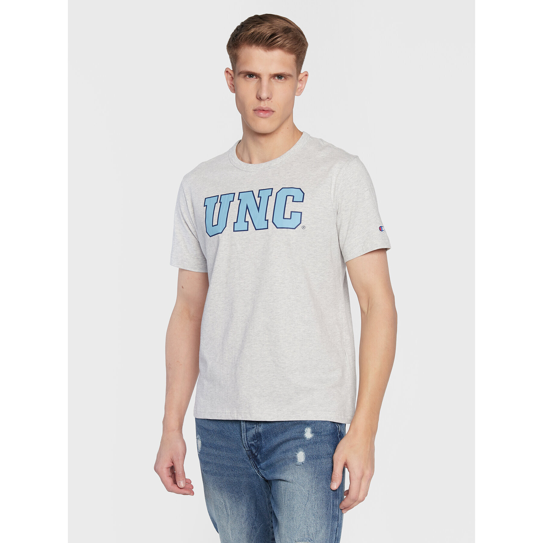 Champion Тишърт University Logo 218351 Сив Regular Fit - Pepit.bg