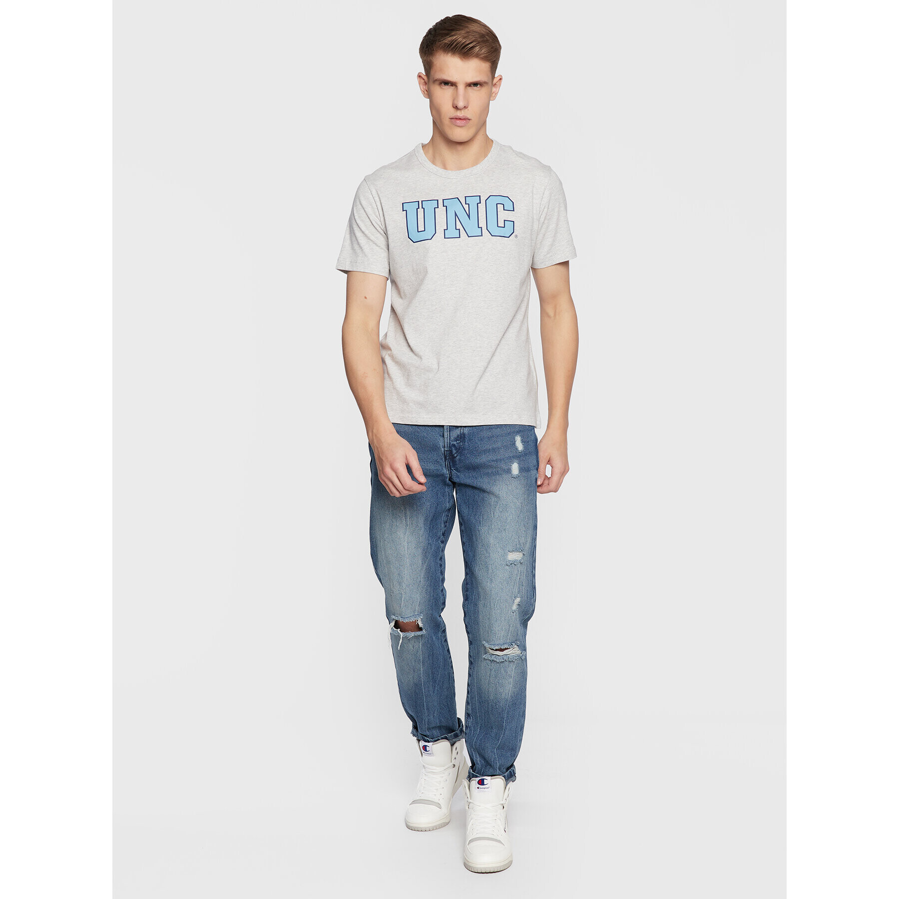 Champion Тишърт University Logo 218351 Сив Regular Fit - Pepit.bg