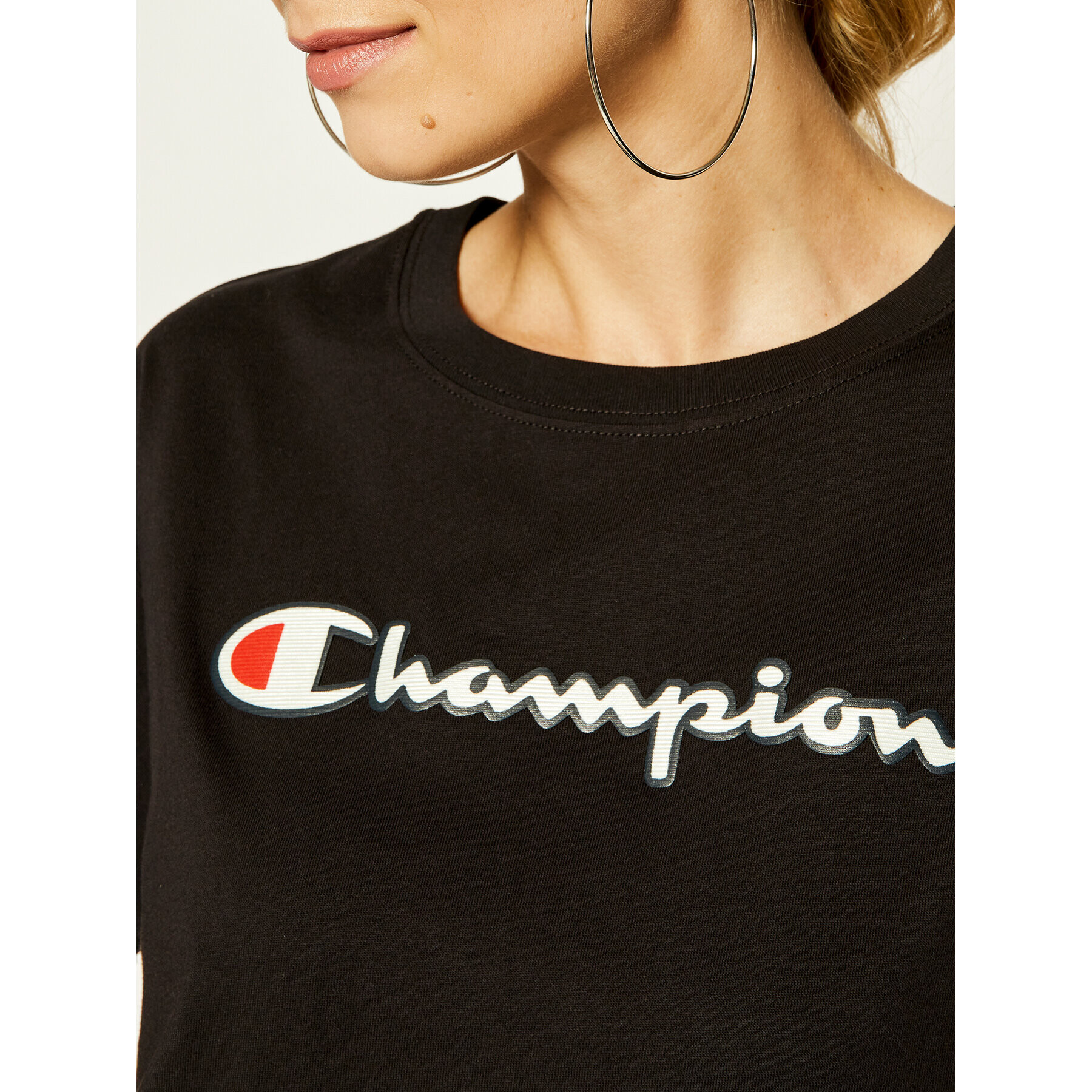 Champion Тишърт Vintage Script Logo 112650 Черен Regular Fit - Pepit.bg