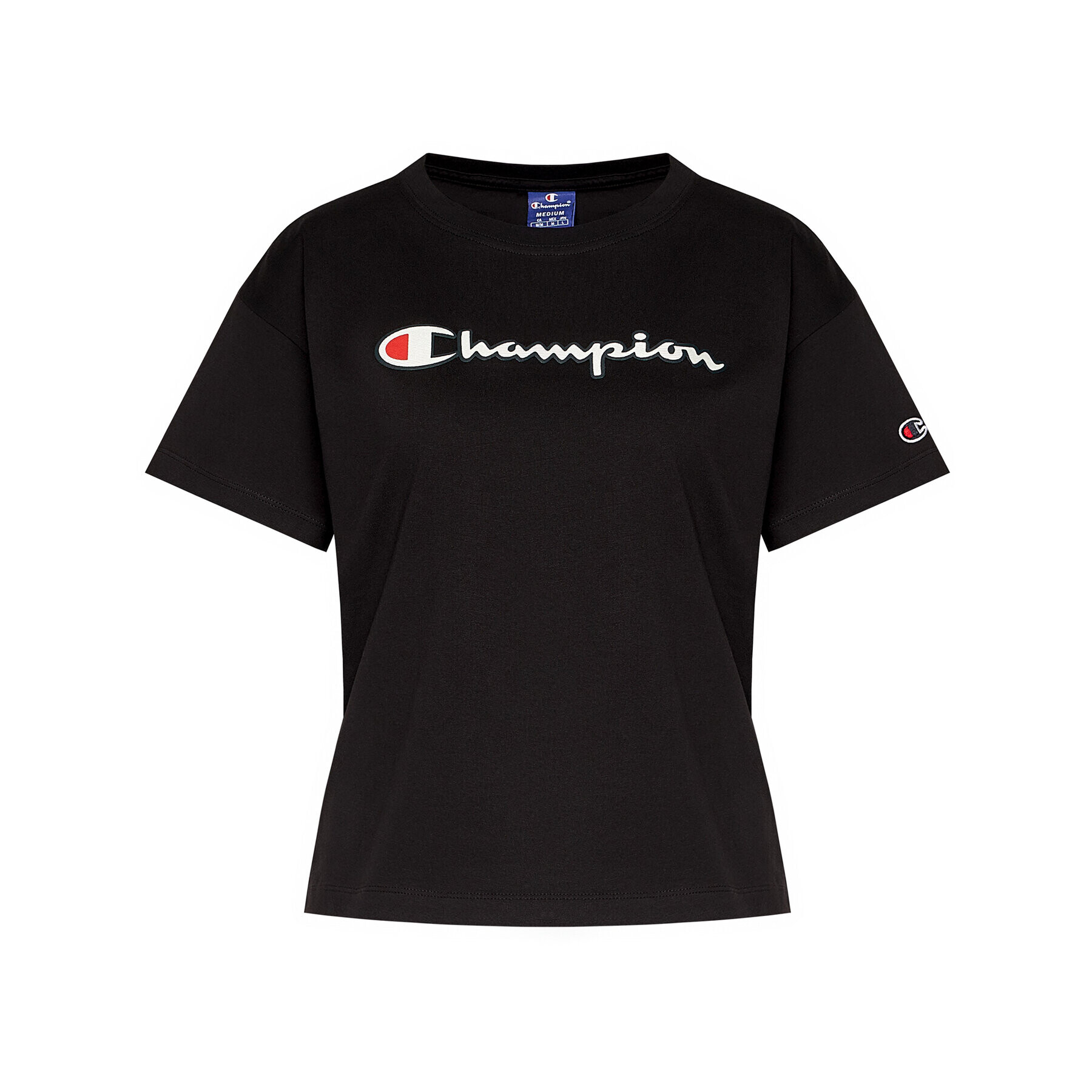 Champion Тишърт Vintage Script Logo 112650 Черен Regular Fit - Pepit.bg