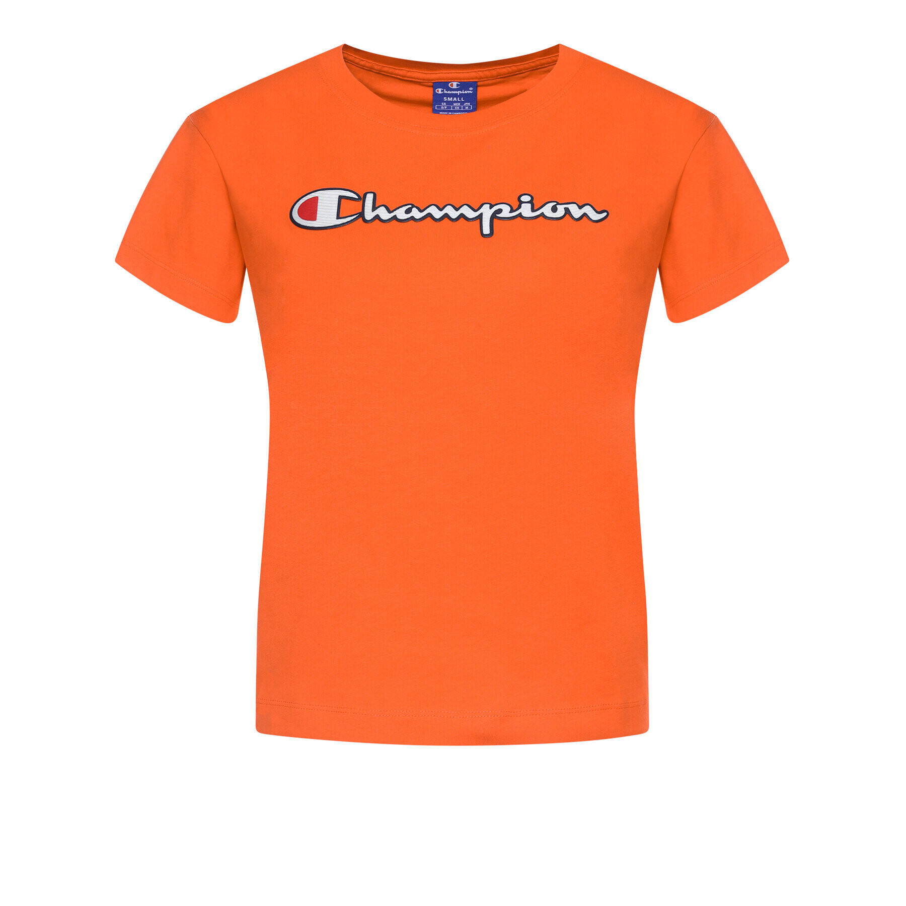 Champion Тишърт Vintage Script Logo Crew 112650 Оранжев Custom Fit - Pepit.bg