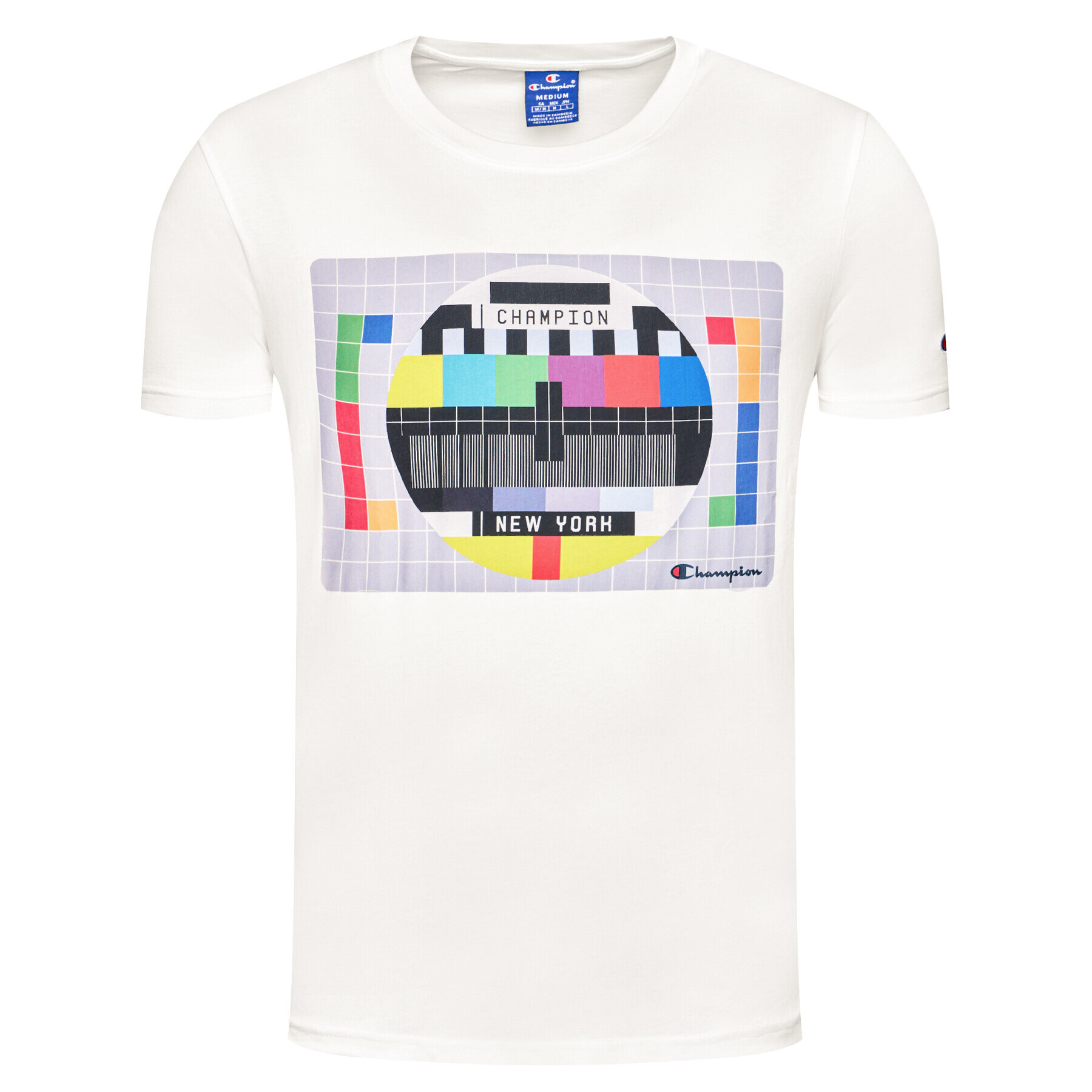 Champion Тишърт Vintage TV Pront 214343 Бял Regular Fit - Pepit.bg