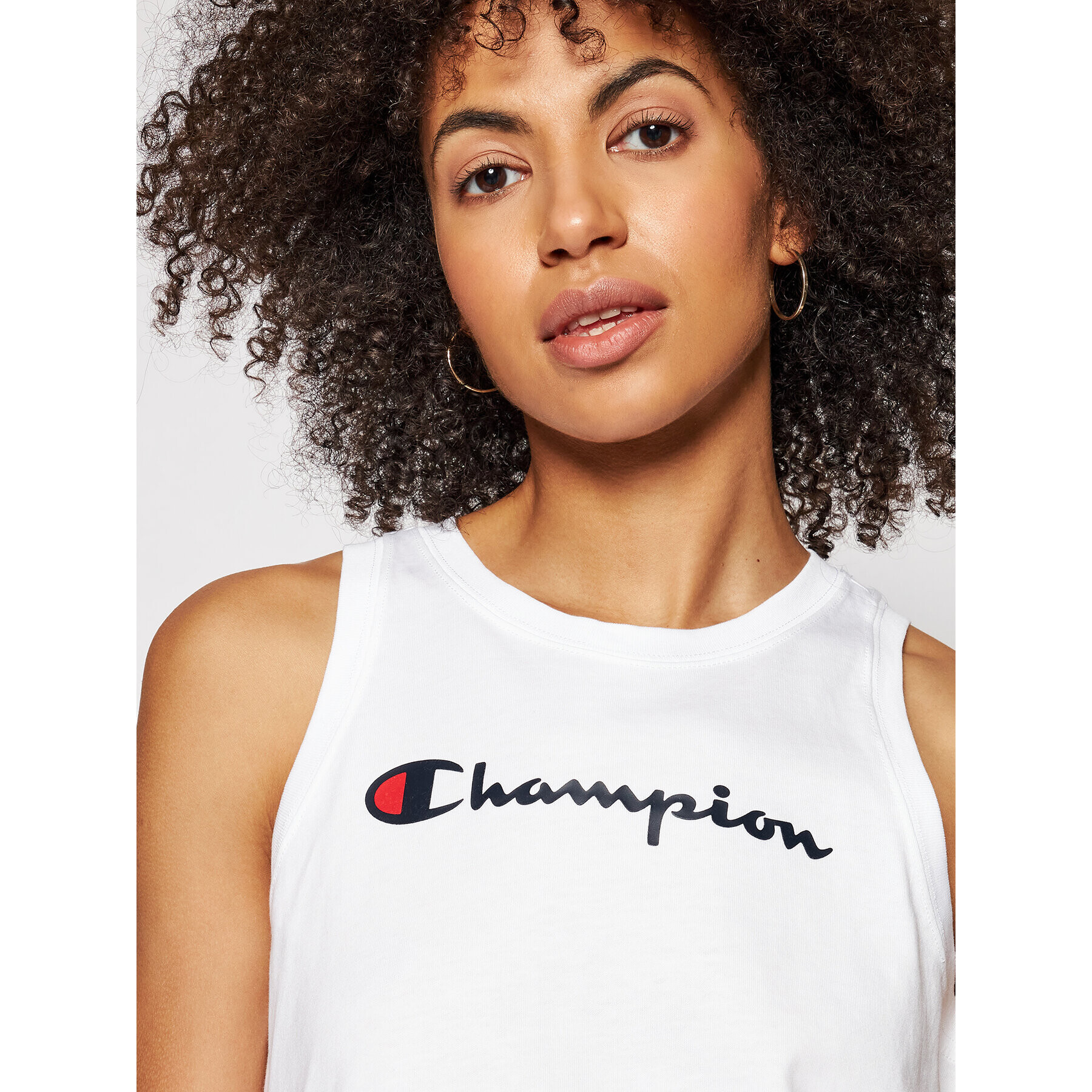 Champion топ Jacquard Logo Tape 112768 Бял Custom Fit - Pepit.bg