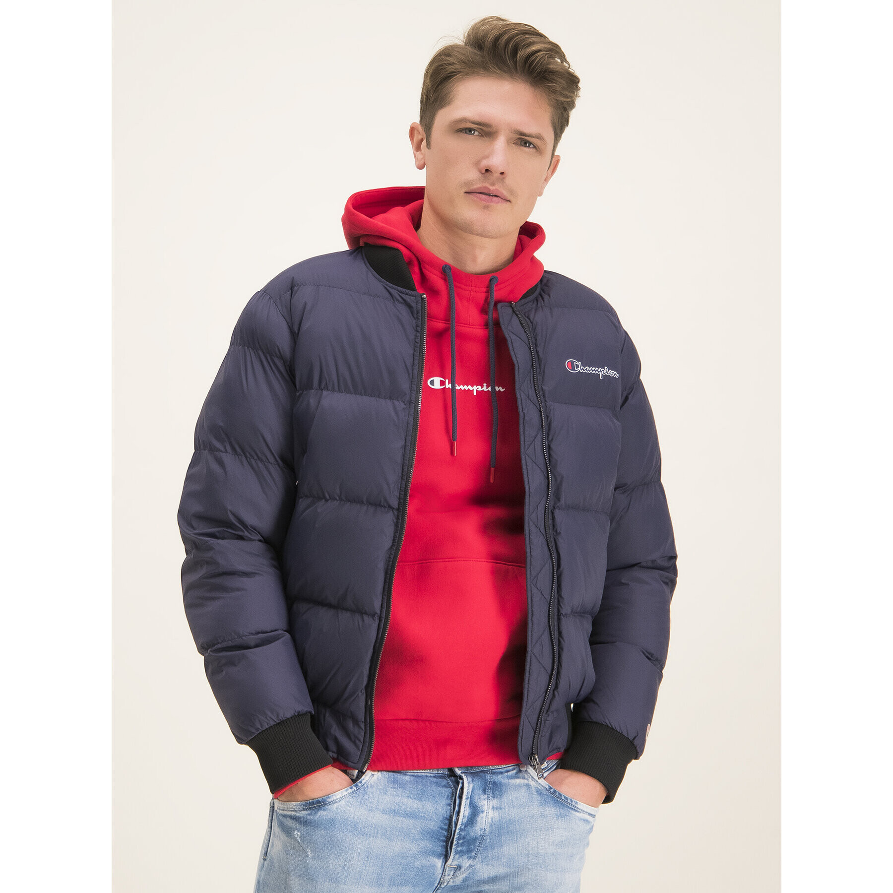 Champion Яке бомбър 213628 Тъмносин Regular Fit - Pepit.bg
