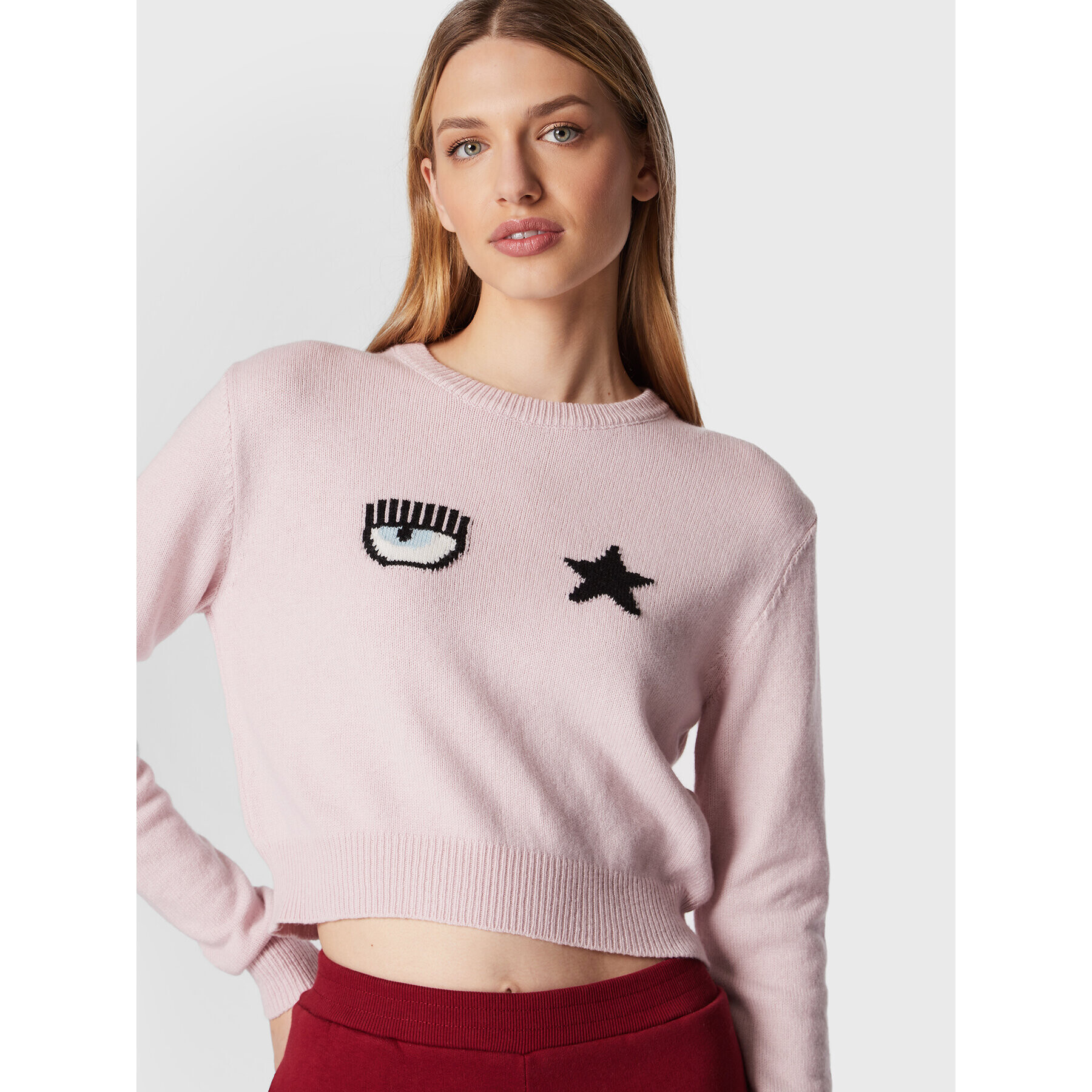 Chiara Ferragni Пуловер 73CBFM22 Розов Regular Fit - Pepit.bg