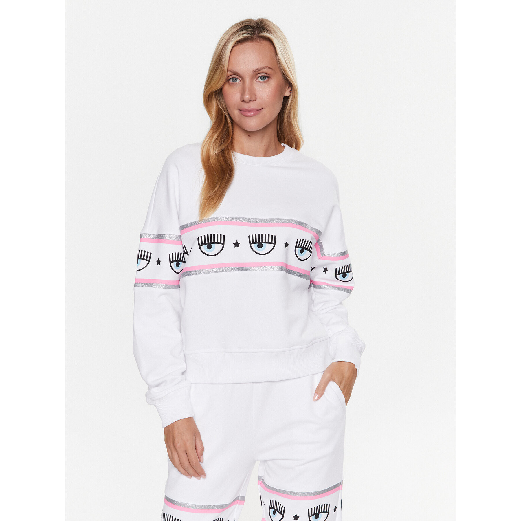 Chiara Ferragni Суитшърт 74CBIF02 Бял Regular Fit - Pepit.bg