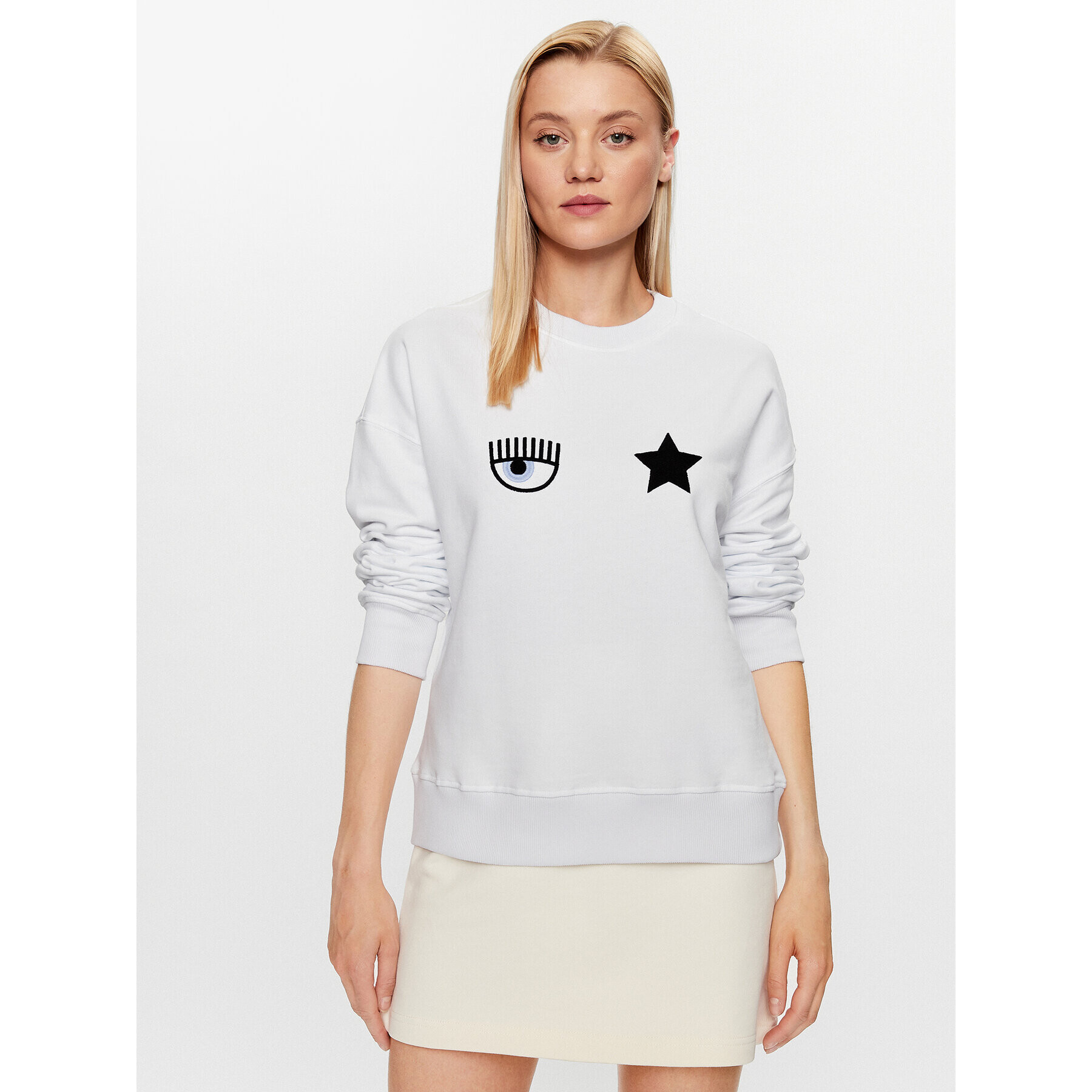 Chiara Ferragni Суитшърт 74CBIT11 Бял Regular Fit - Pepit.bg