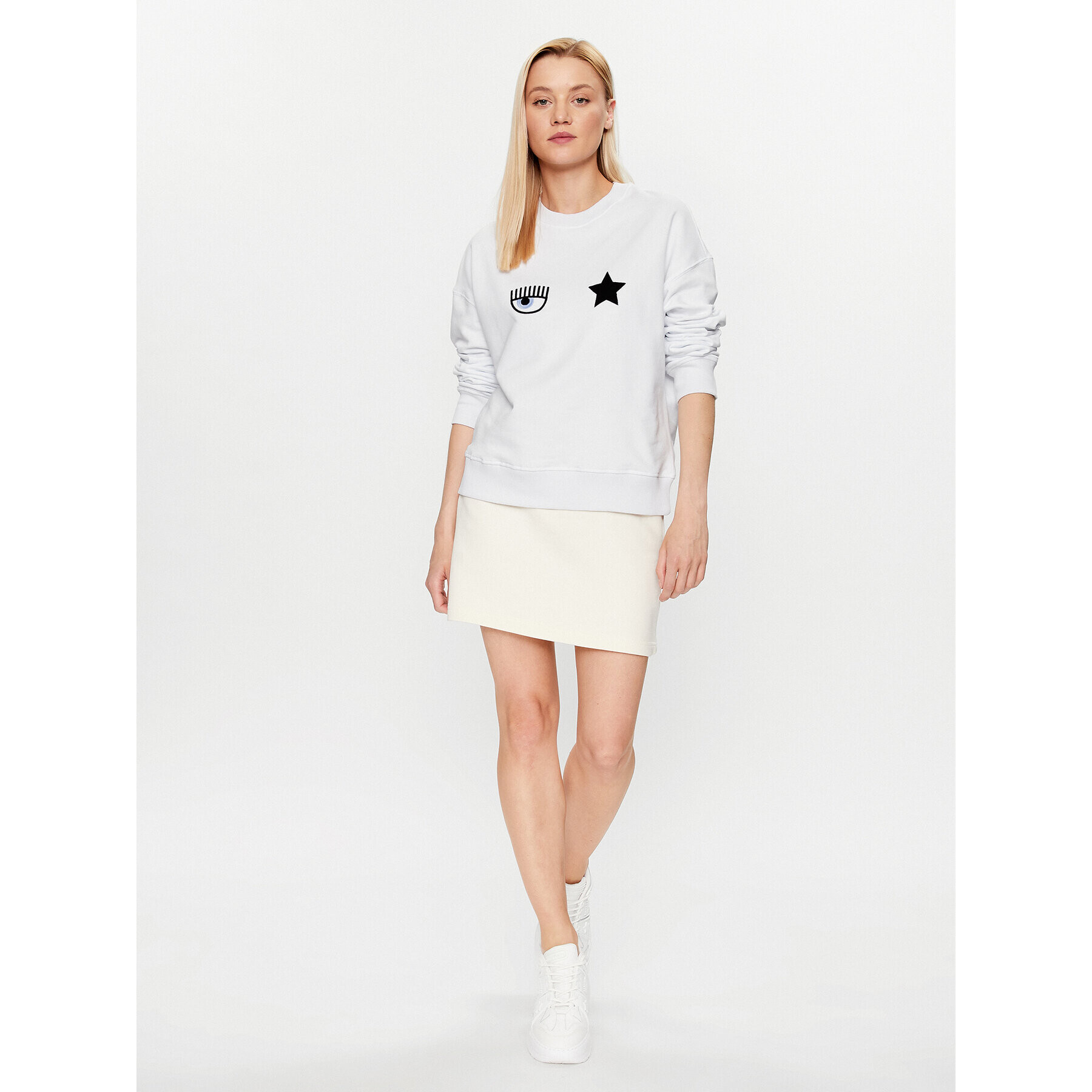 Chiara Ferragni Суитшърт 74CBIT11 Бял Regular Fit - Pepit.bg