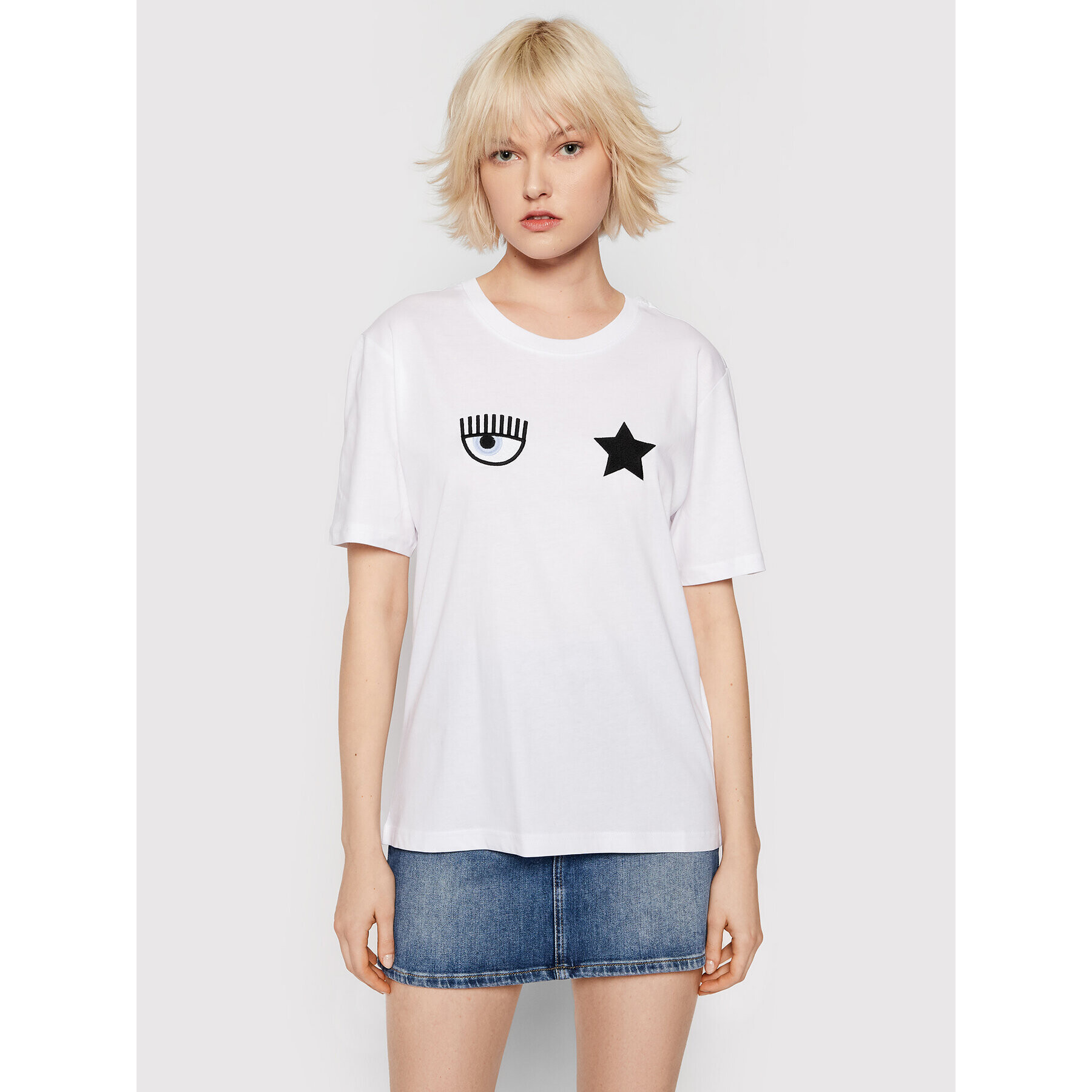 Chiara Ferragni Тишърт 71CBHT01 Бял Regular Fit - Pepit.bg