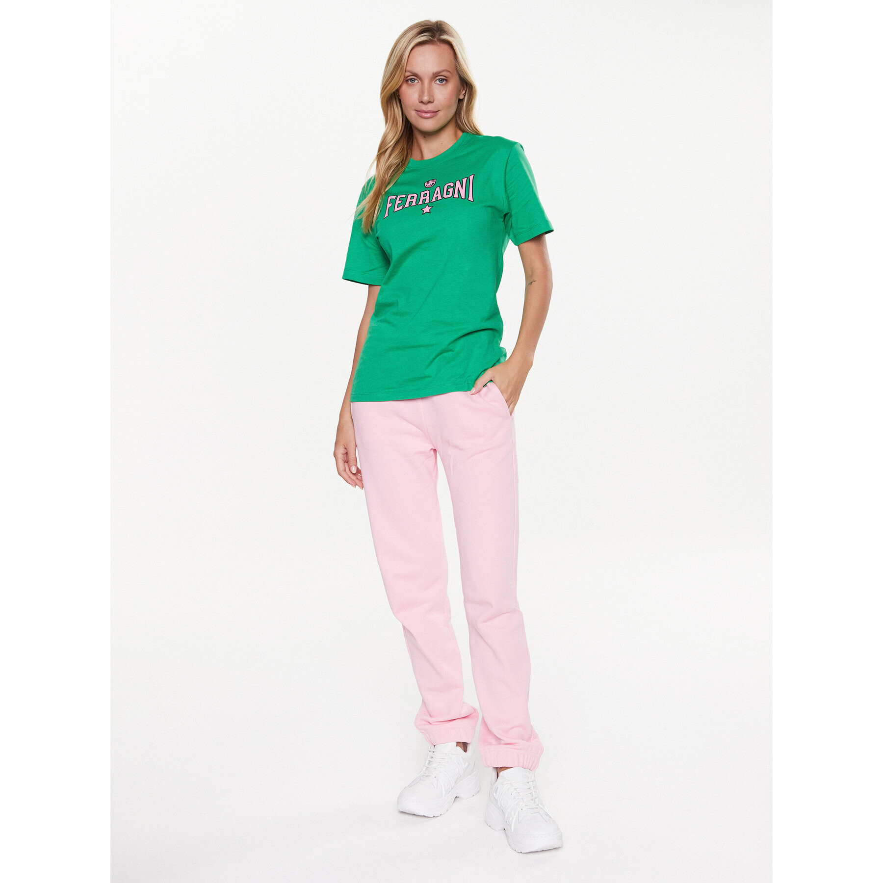 Chiara Ferragni Тишърт 74CBHT02 Зелен Regular Fit - Pepit.bg