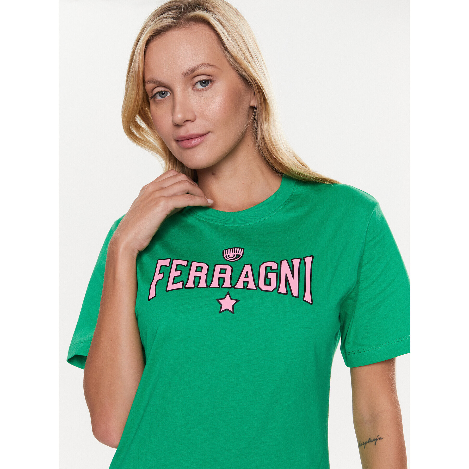 Chiara Ferragni Тишърт 74CBHT02 Зелен Regular Fit - Pepit.bg