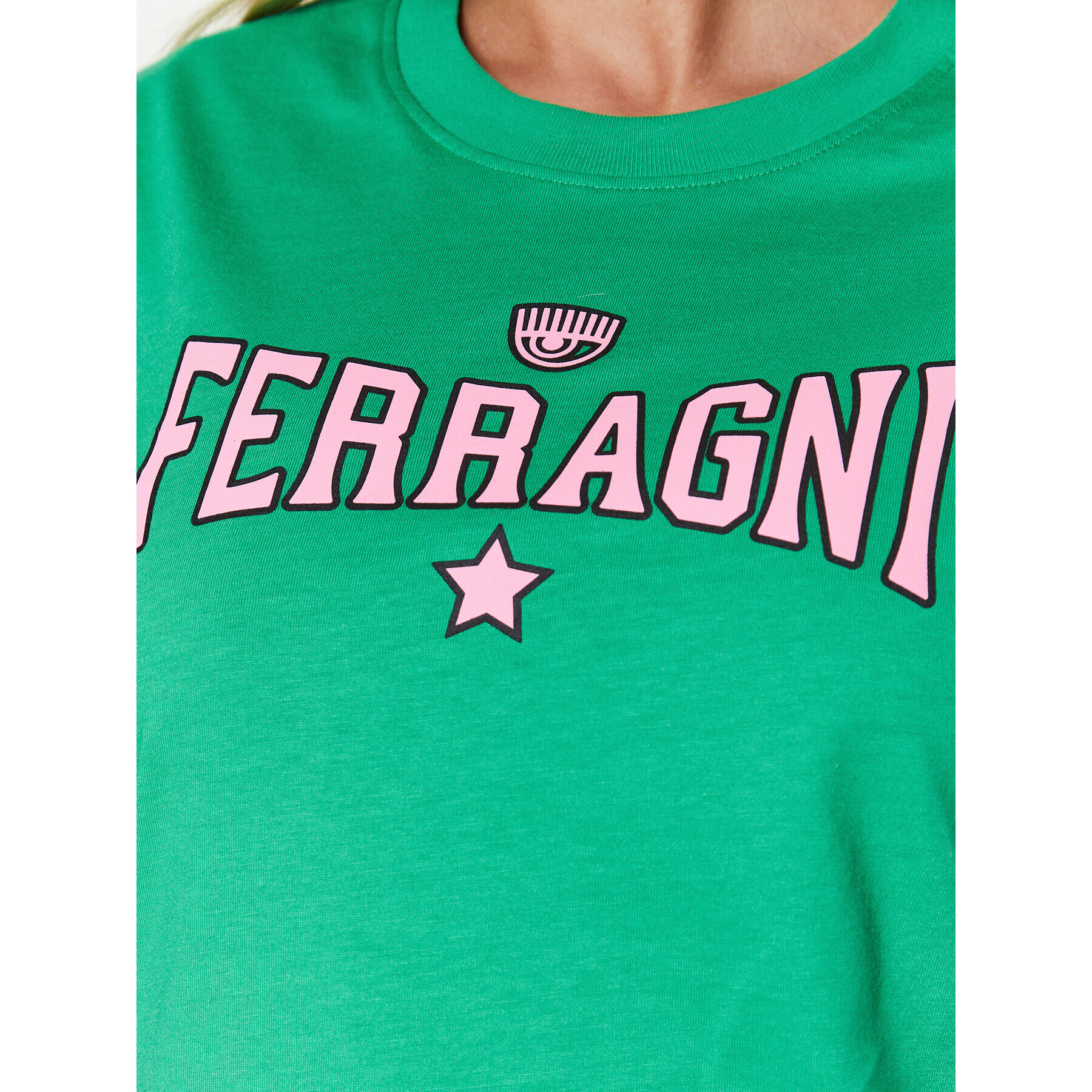 Chiara Ferragni Тишърт 74CBHT02 Зелен Regular Fit - Pepit.bg