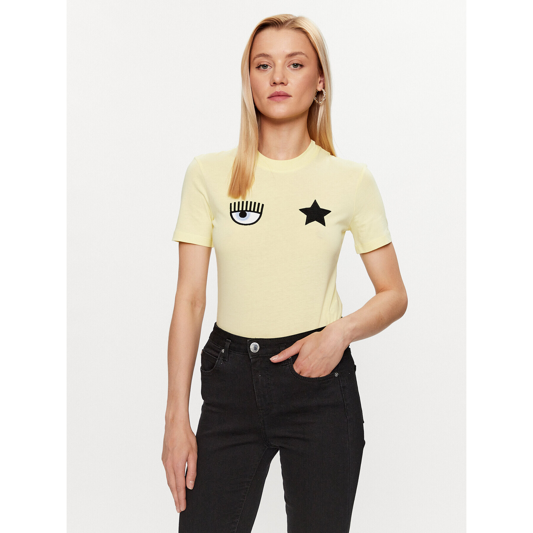 Chiara Ferragni Тишърт 74CBHT07 Жълт Regular Fit - Pepit.bg
