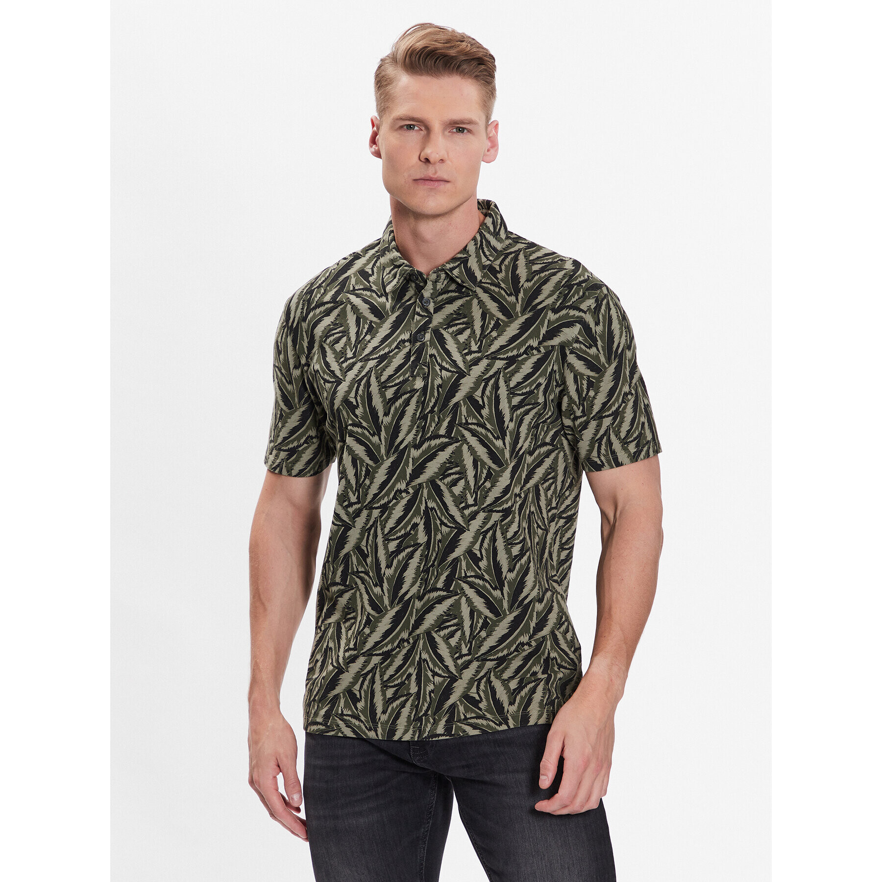 CINQUE Тениска с яка и копчета Cilivio 2933 Зелен Regular Fit - Pepit.bg
