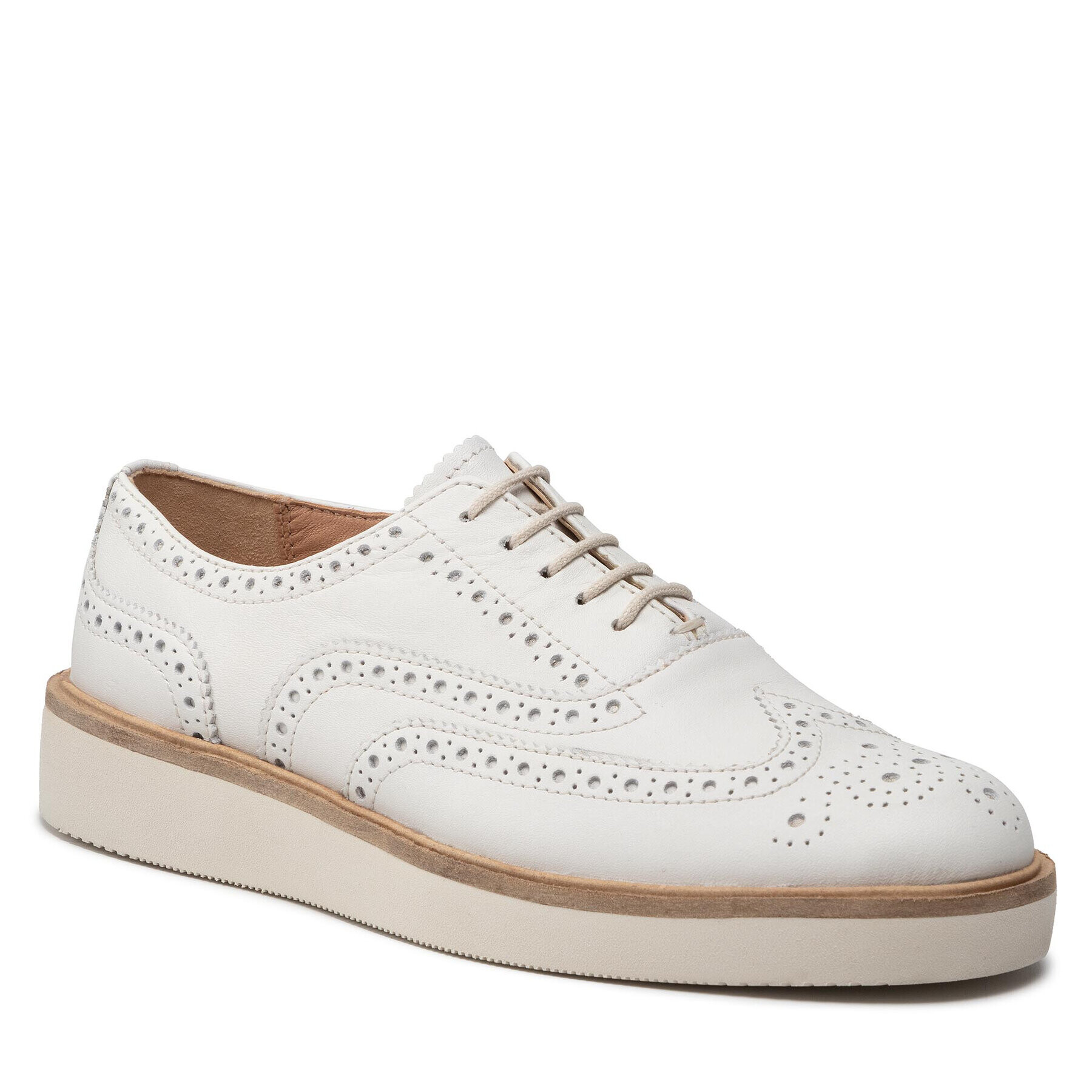 Clarks Оксфордки Baille Brogue 261574124 Бял - Pepit.bg