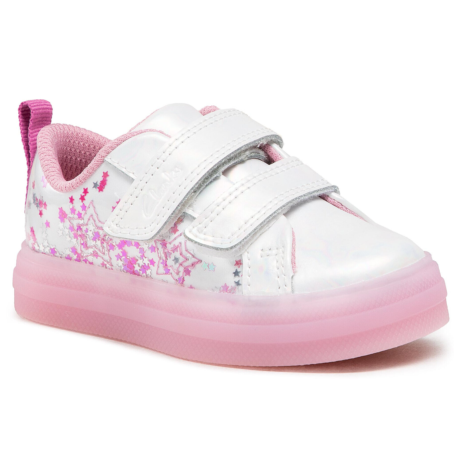 Clarks Сникърси Nova Glitter T 261580716 Бял - Pepit.bg