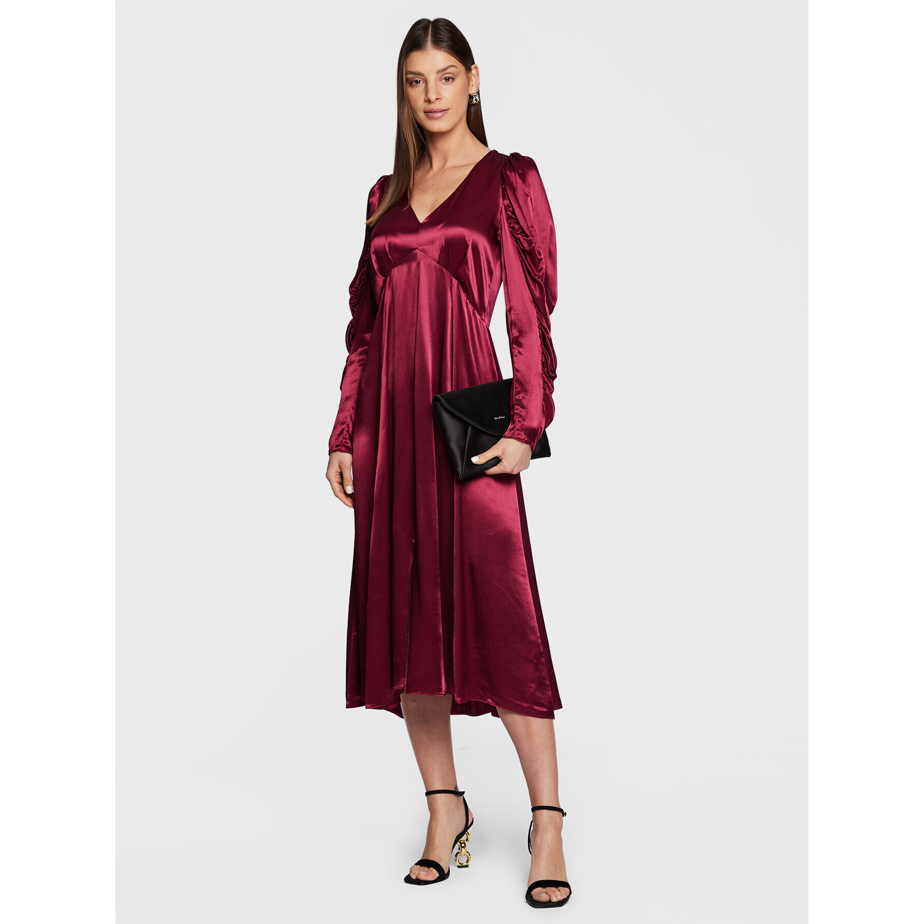 Closet London Коктейлна рокля D8264 Бордо Regular Fit - Pepit.bg
