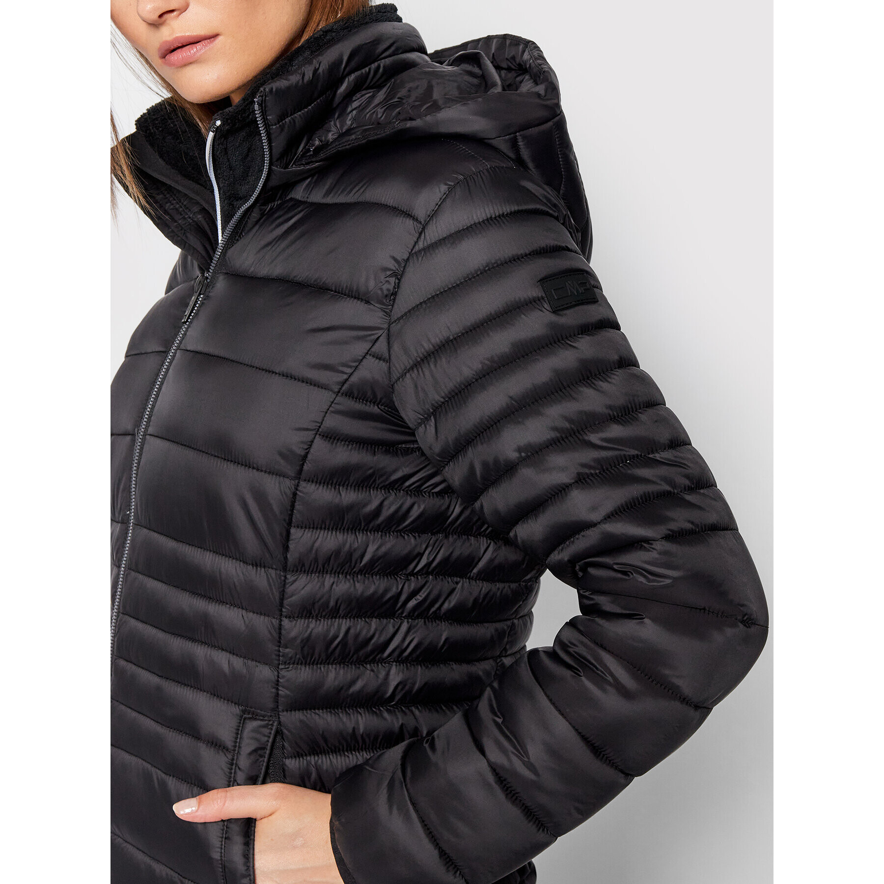 CMP Пухено яке 30K3666A Черен Regular Fit - Pepit.bg