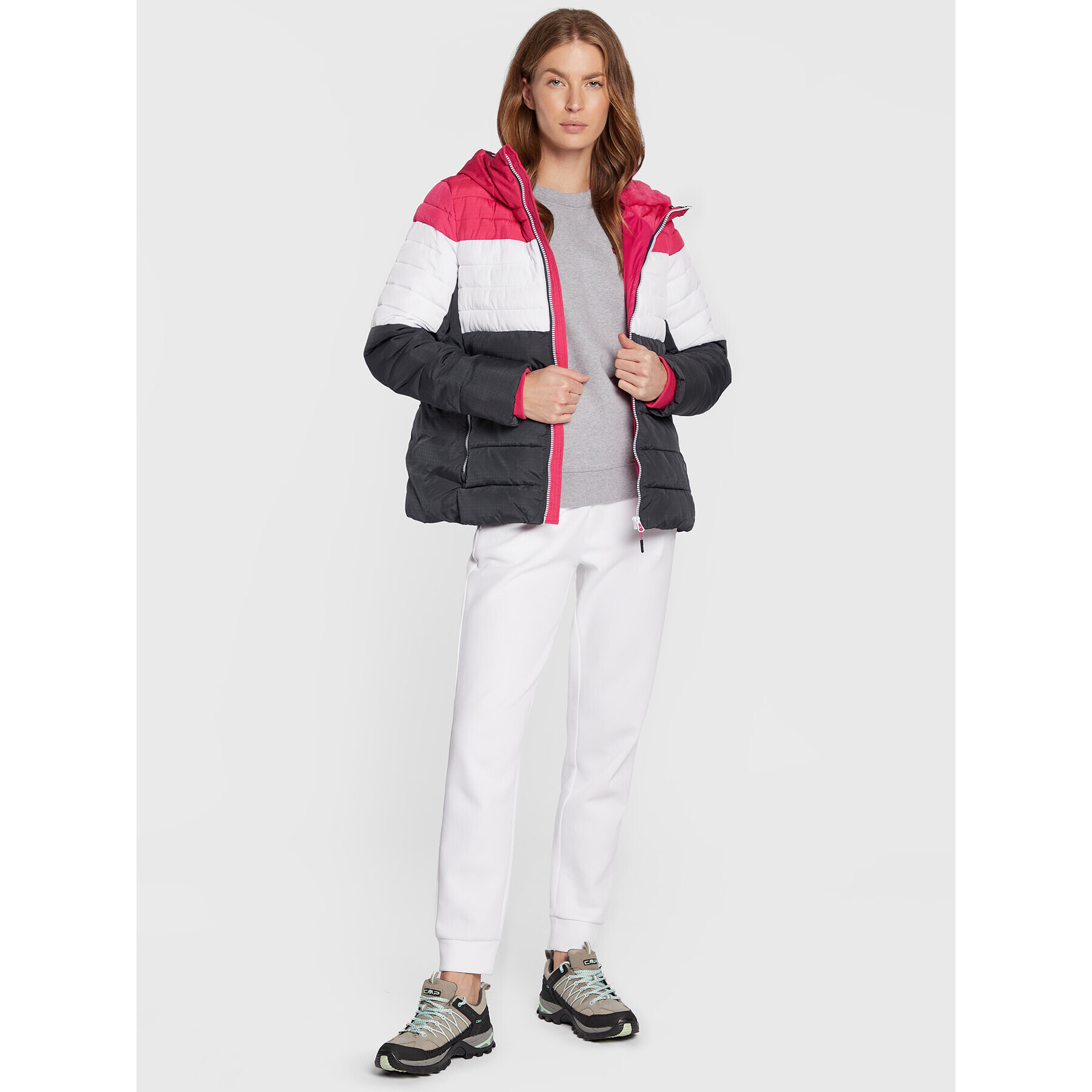 CMP Пухено яке 32Z4176 Сив Relaxed Fit - Pepit.bg