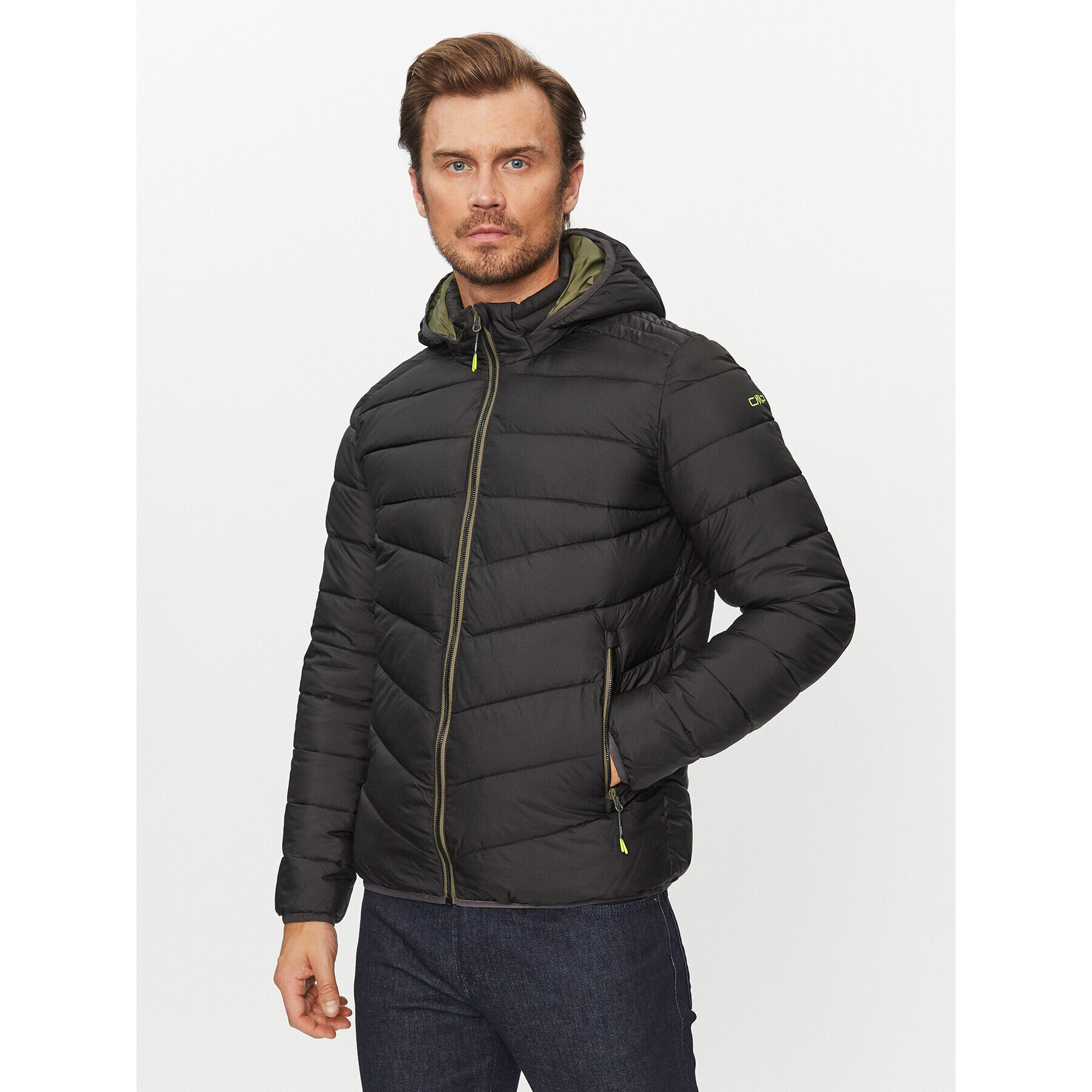 CMP Пухено яке 33K1597M Черен Regular Fit - Pepit.bg
